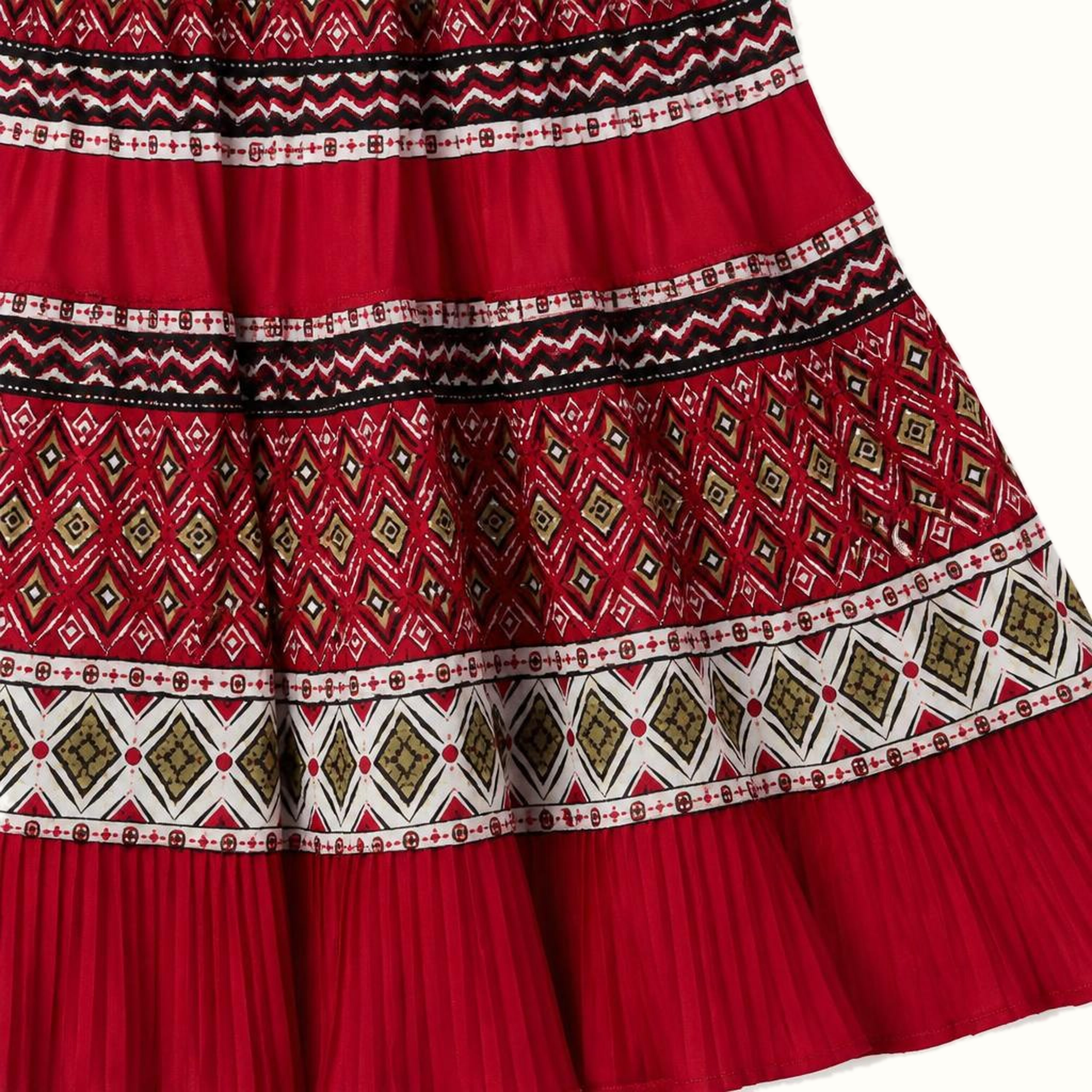 Girls' Cropped Jacket & Geometric Print Maxi Dress Set - BX-22N235
