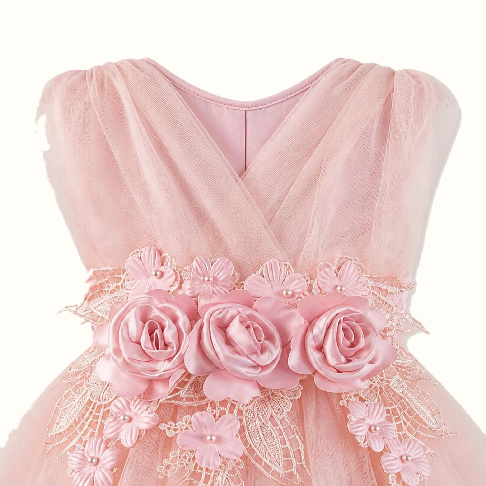 Girls' Floral Tulle Dress — M-112