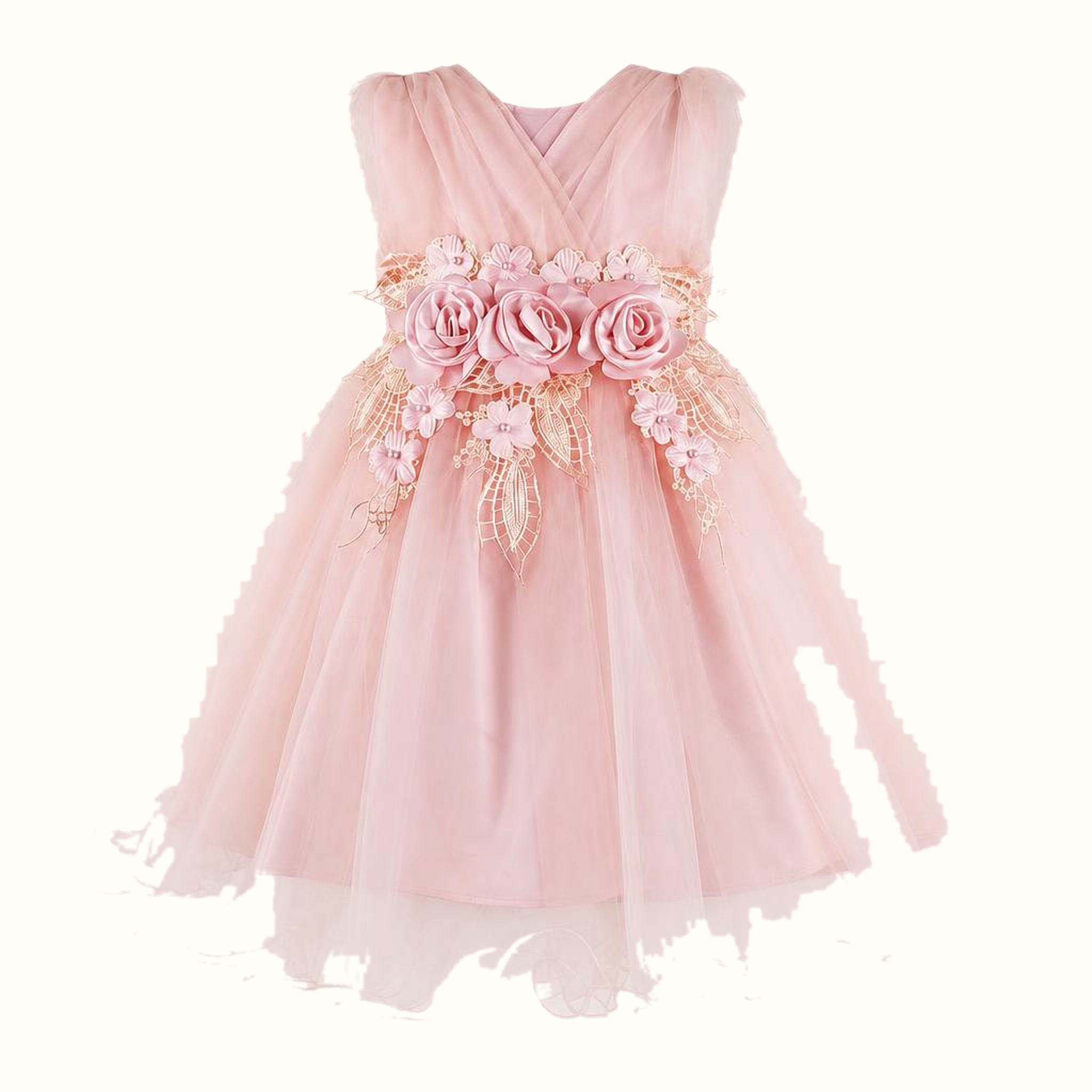 Girls' Floral Tulle Dress — M-112