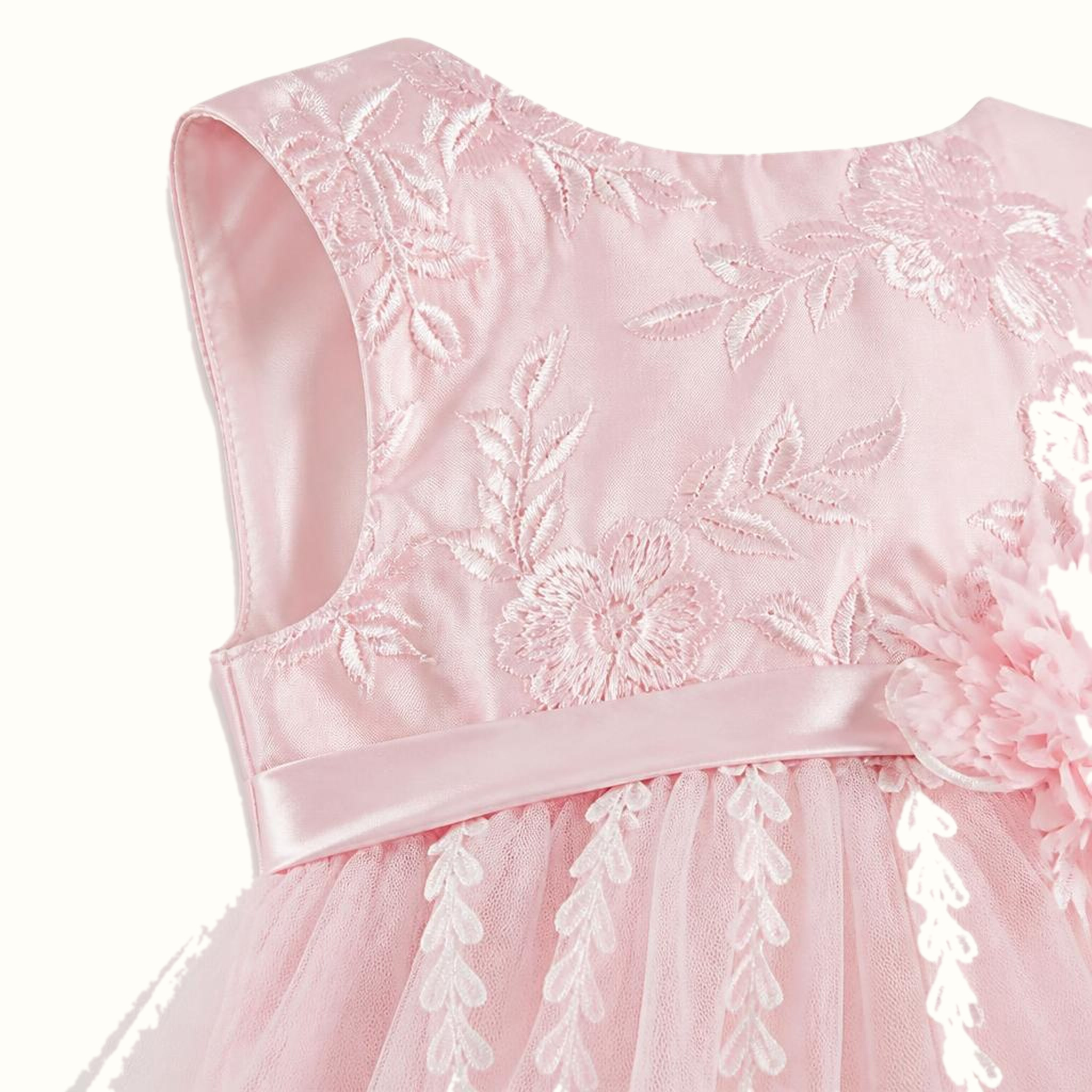 Girls' Embroidered Floral Dress - M-80954