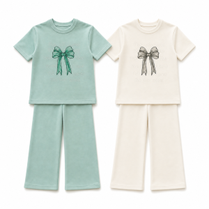 Kids' Bow Graphic Short-Sleeve Top & Pants Set - SKU002
