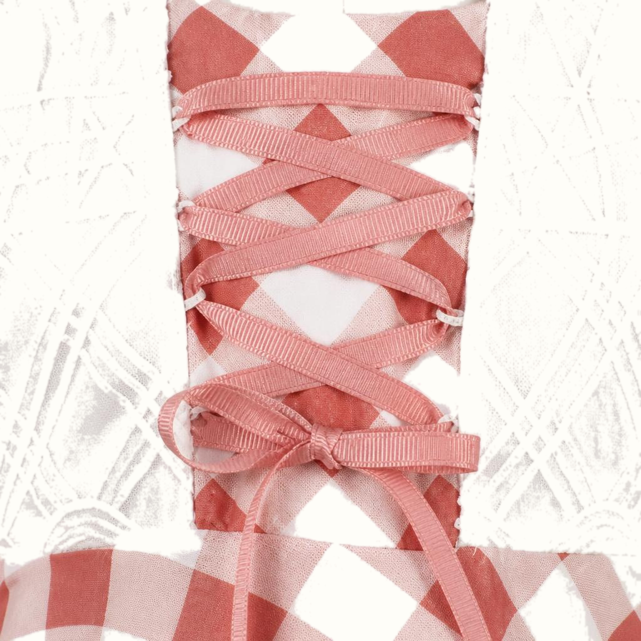 Girls' Gingham Lace Corset Dress & Matching Leggings Set - ZAH-1176