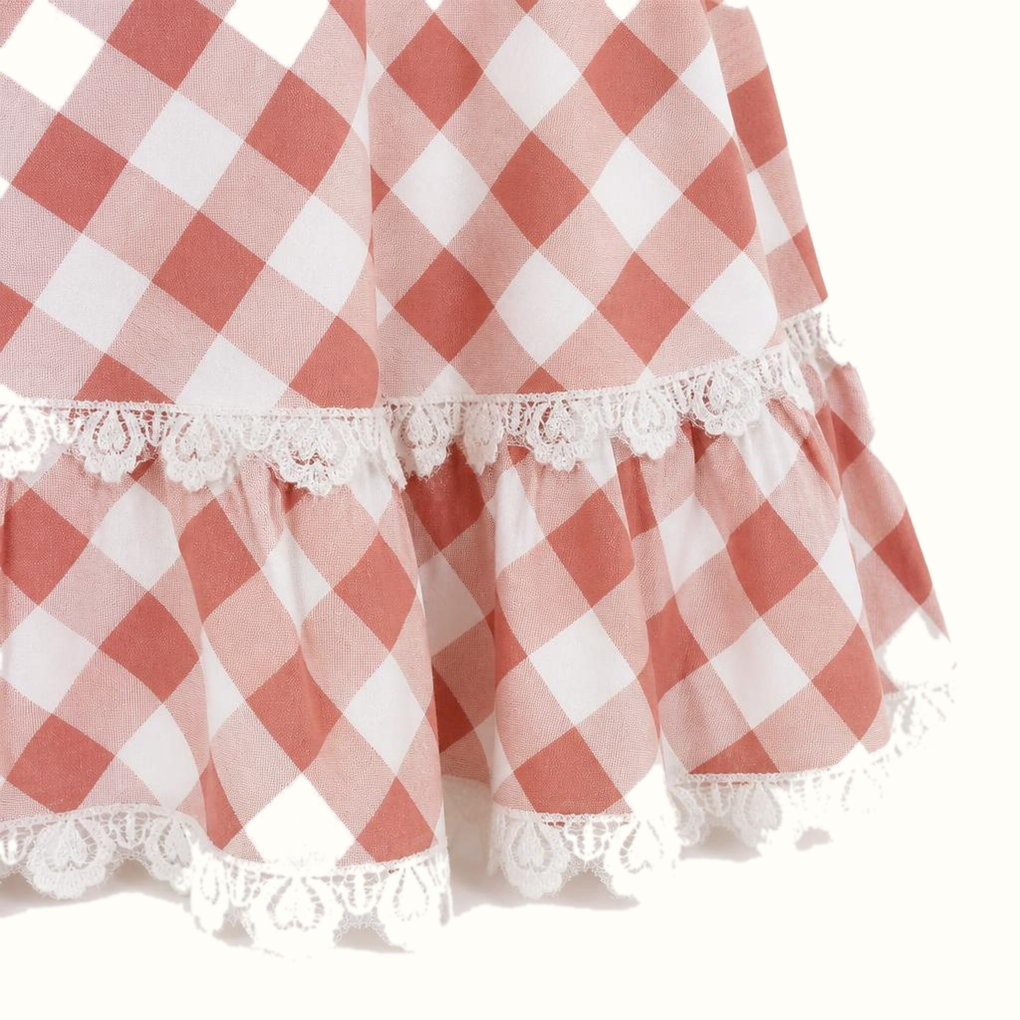 Girls' Gingham Lace Corset Dress & Matching Leggings Set - ZAH-1176