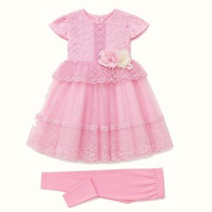 Girls' Floral Lace Tulle Party Dress Set - ZAH-1182