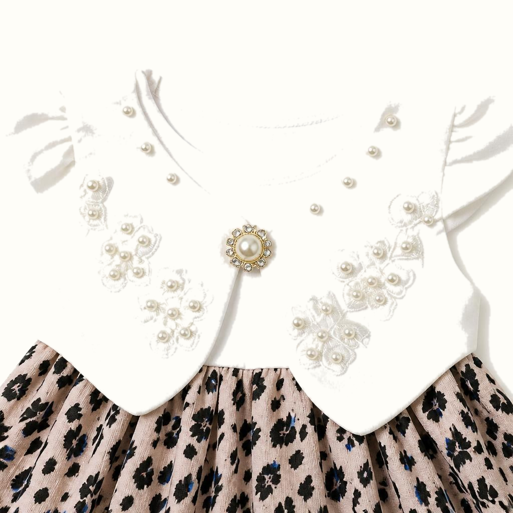 Girls' Pearl Bolero Print Dress Set - ZAH-1189