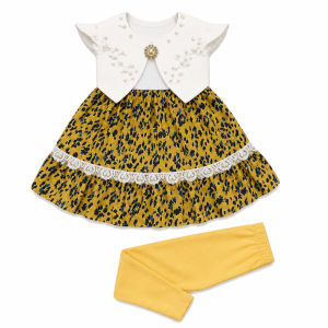 Girls' Pearl Bolero Print Dress Set - ZAH-1189