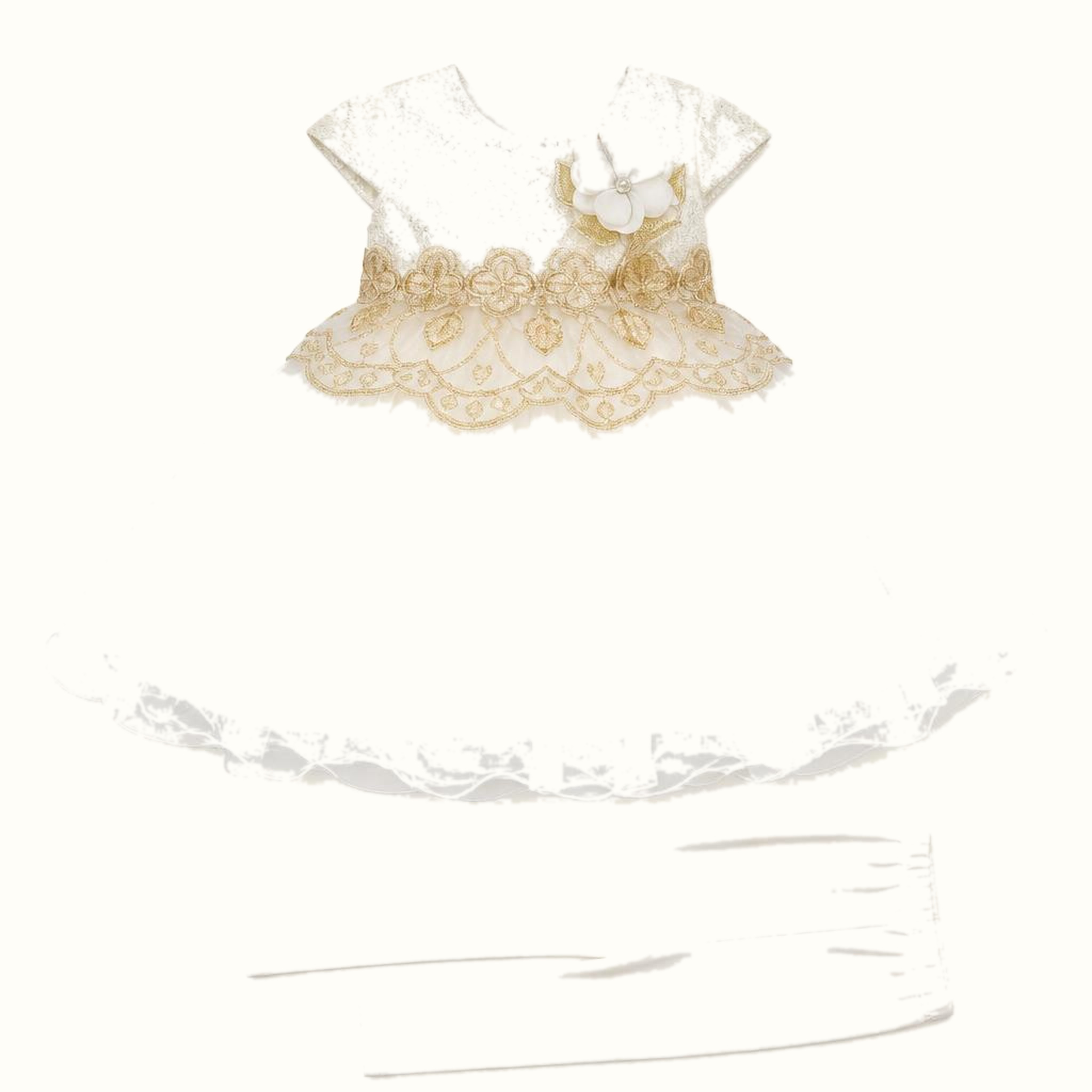 Girls' Gold Embroidered Tulle Party Dress Set - ZAH-1192