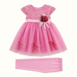 Girls' Lace Butterfly Tulle Dress Set - ZAH-1195
