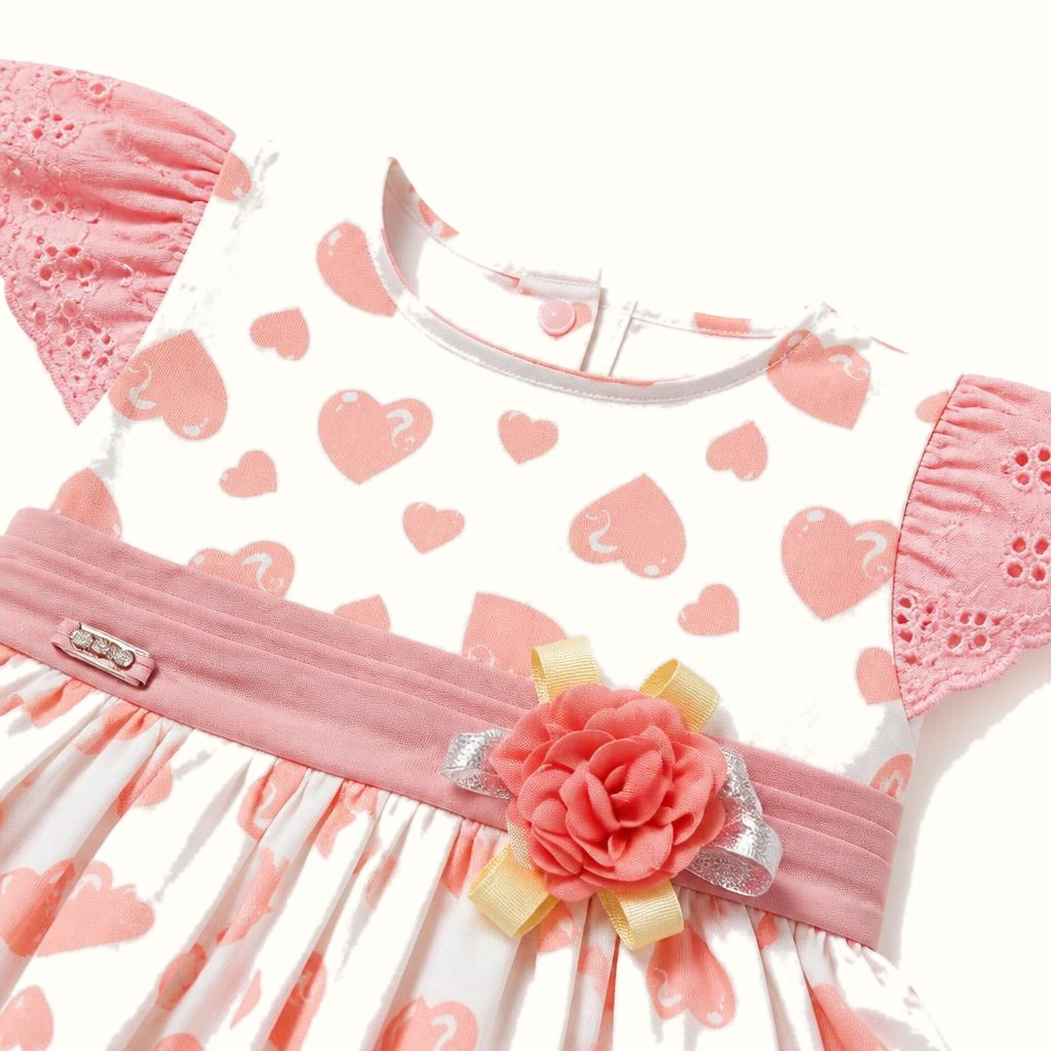 Girls' Heart Print Lace Dress Set - ZAH-1197