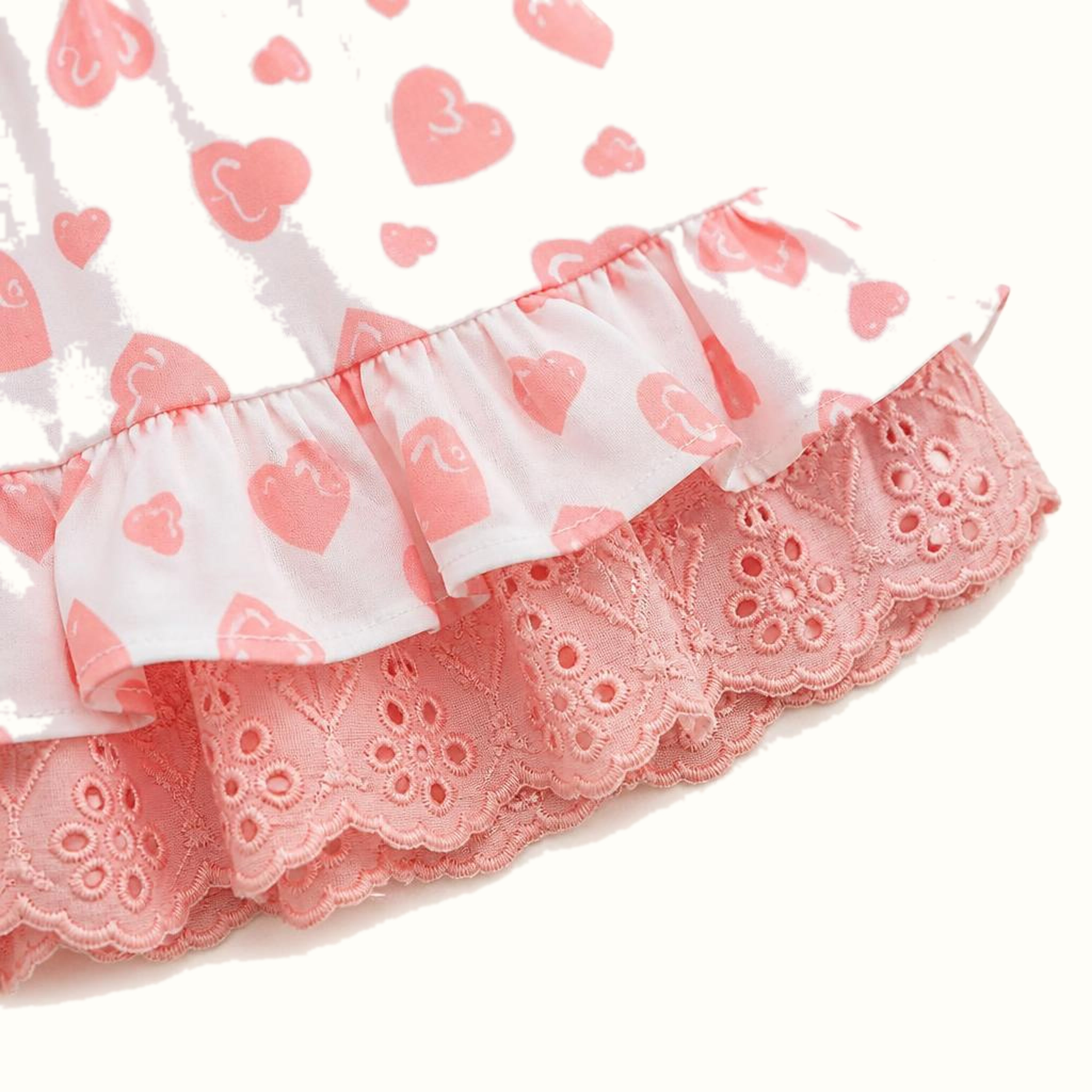 Girls' Heart Print Lace Dress Set - ZAH-1197