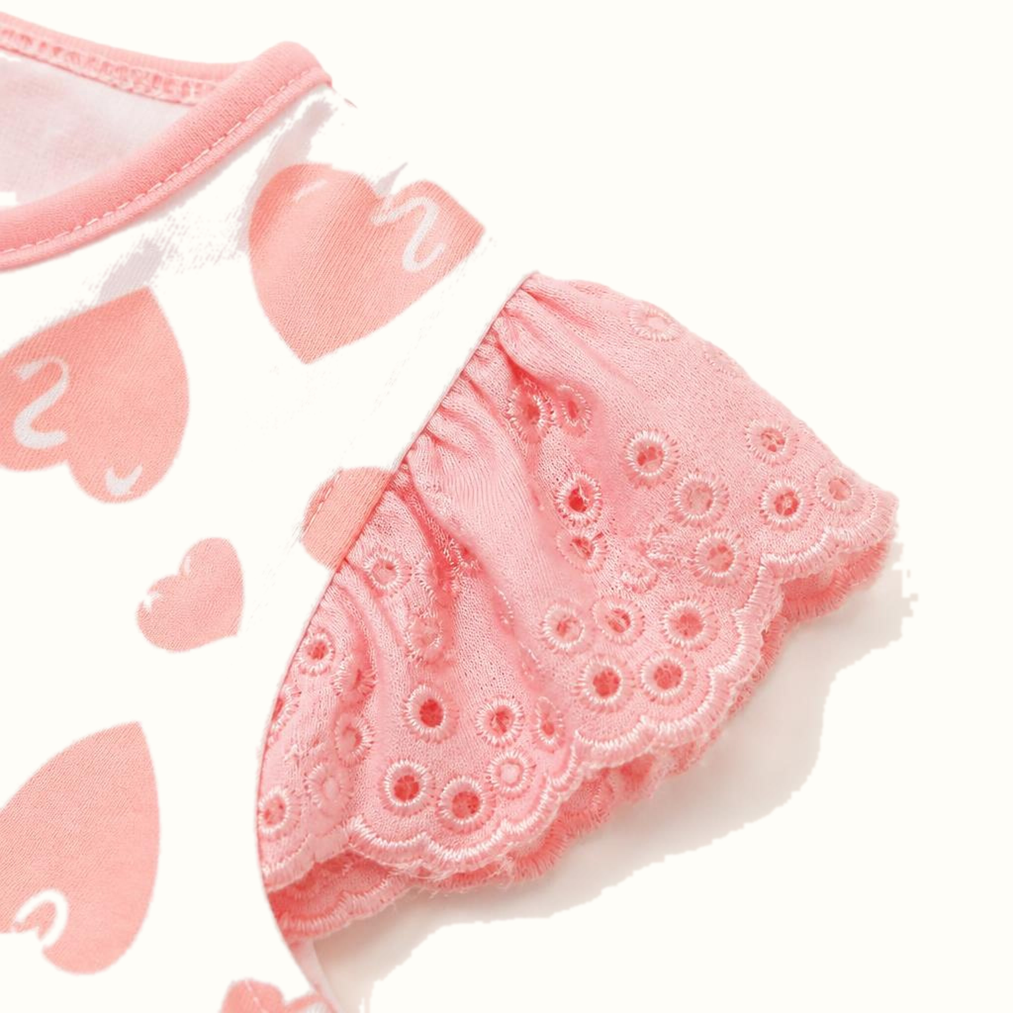 Girls' Heart Print Lace Dress Set - ZAH-1197