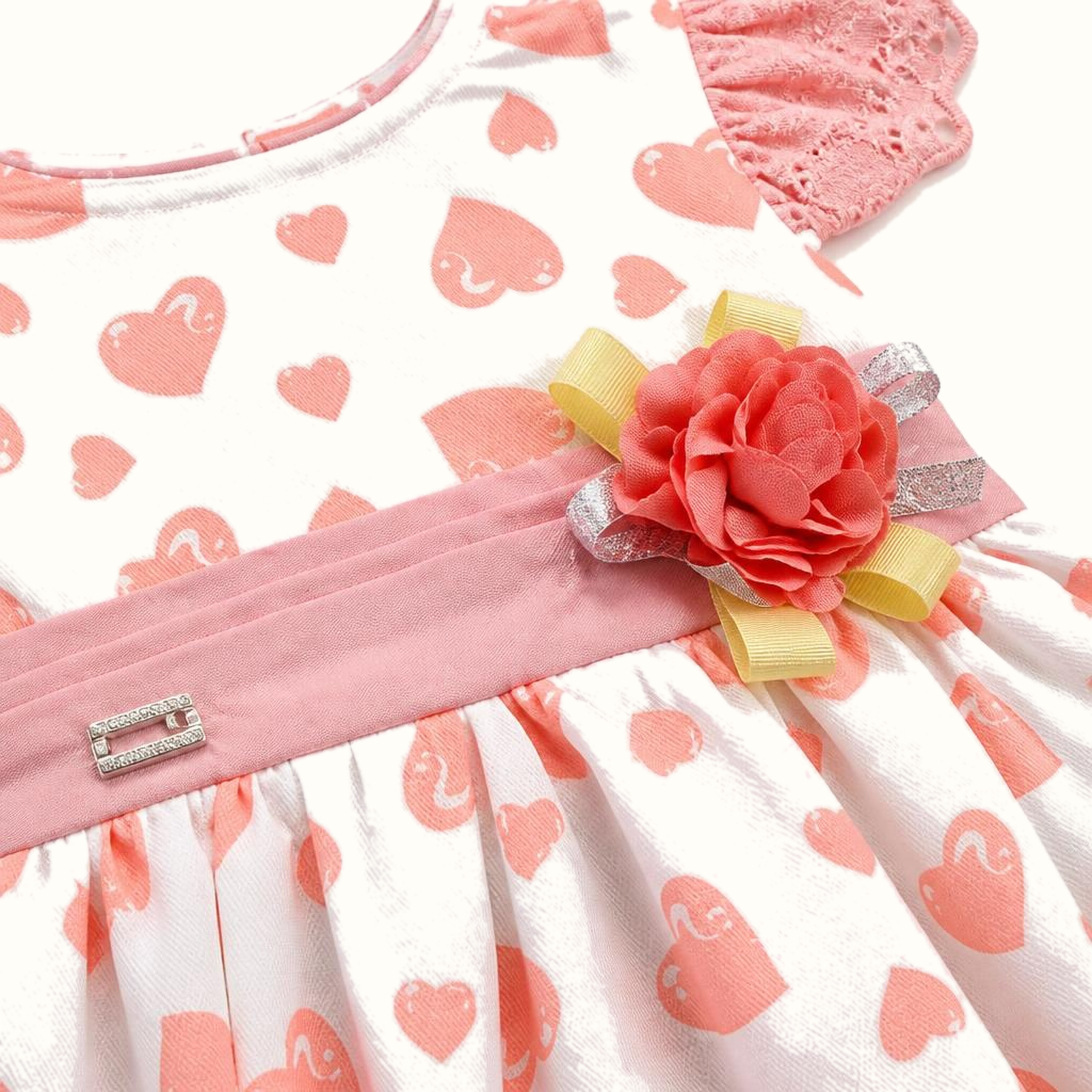 Girls' Heart Print Lace Dress Set - ZAH-1197