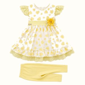Girls' Heart Print Lace Dress Set - ZAH-1197