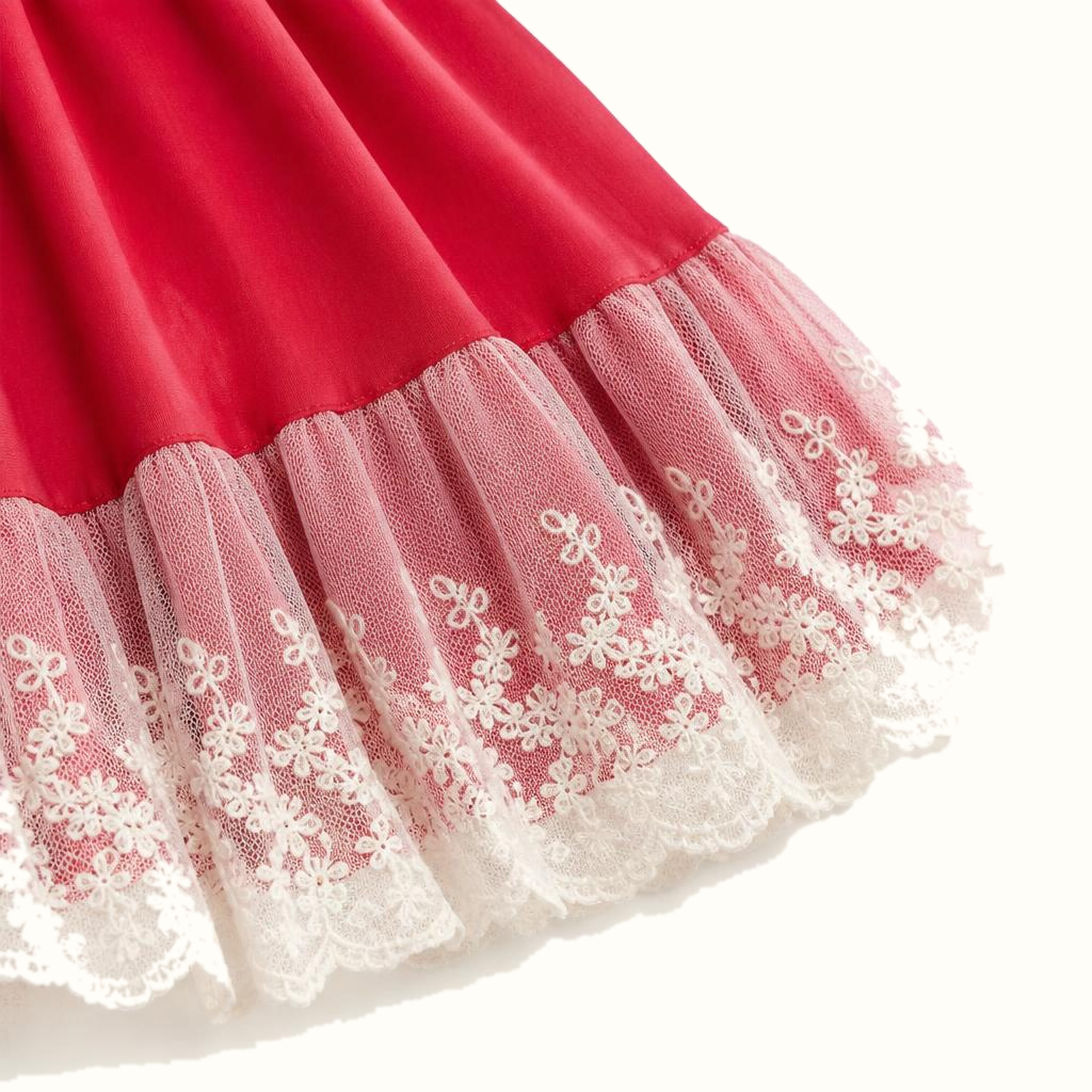 Girls' Vintage Lace Collar Satin Dress Set - ZAH-1201