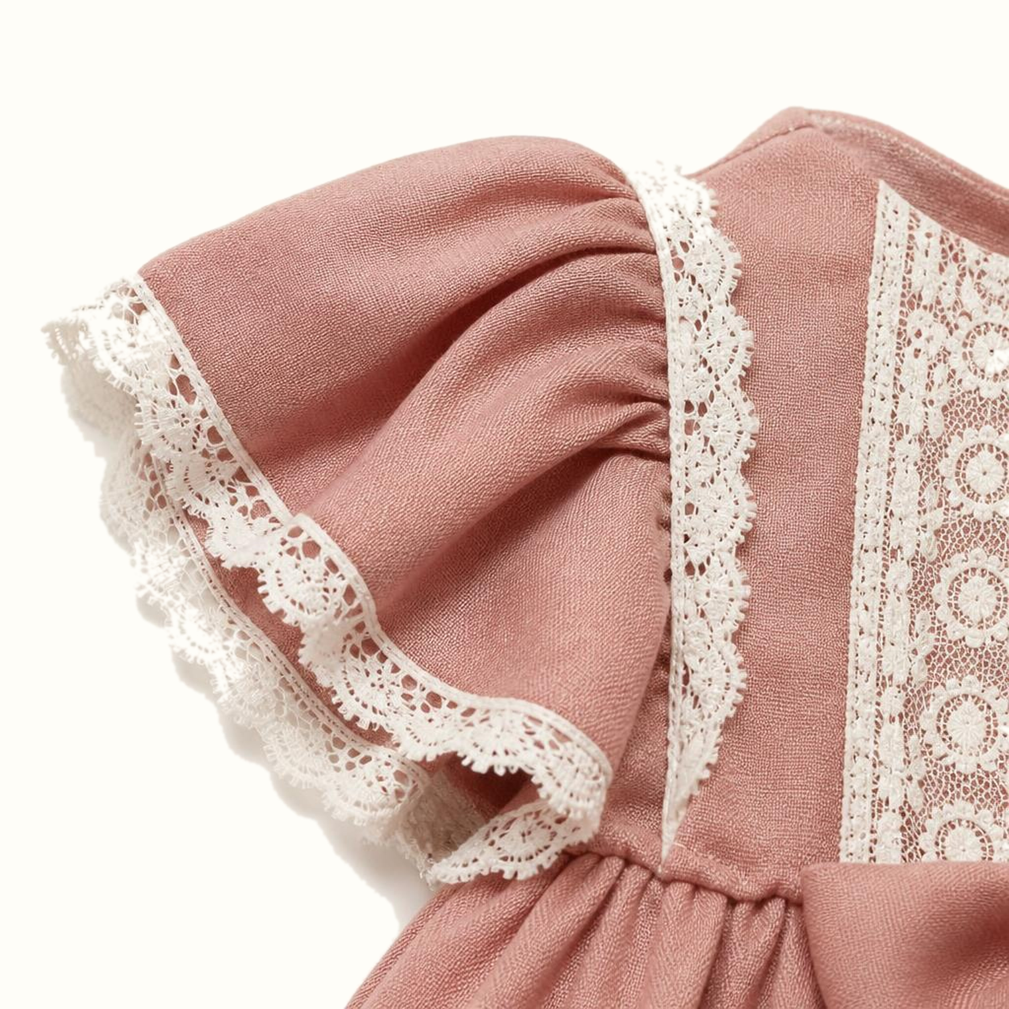 Girls' Lace Bib Bow Satin Dress Set - ZAH-1202