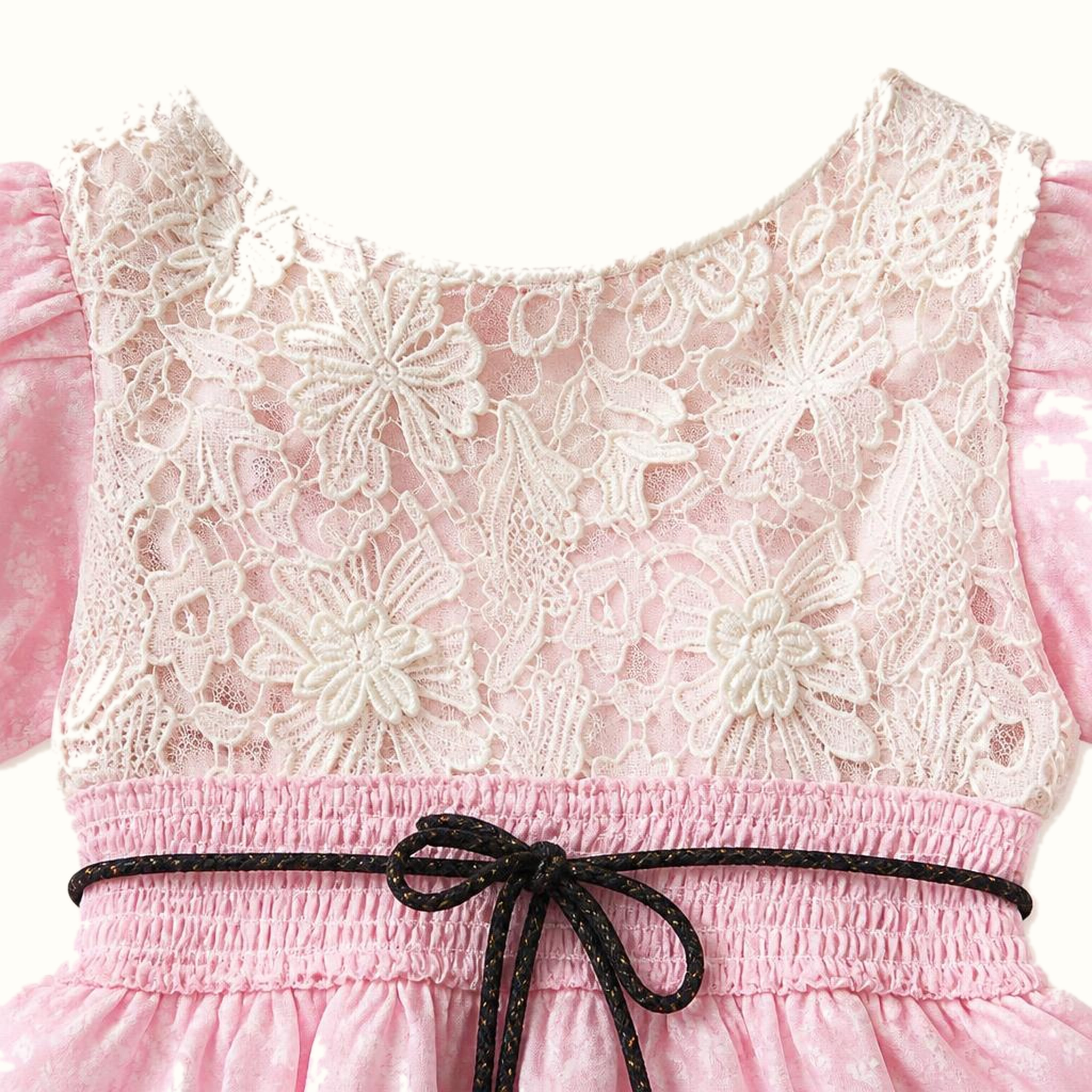 Girls' Lace-Panel Landmark-Print Dress & Matching Leggings Set - ZAH-1221