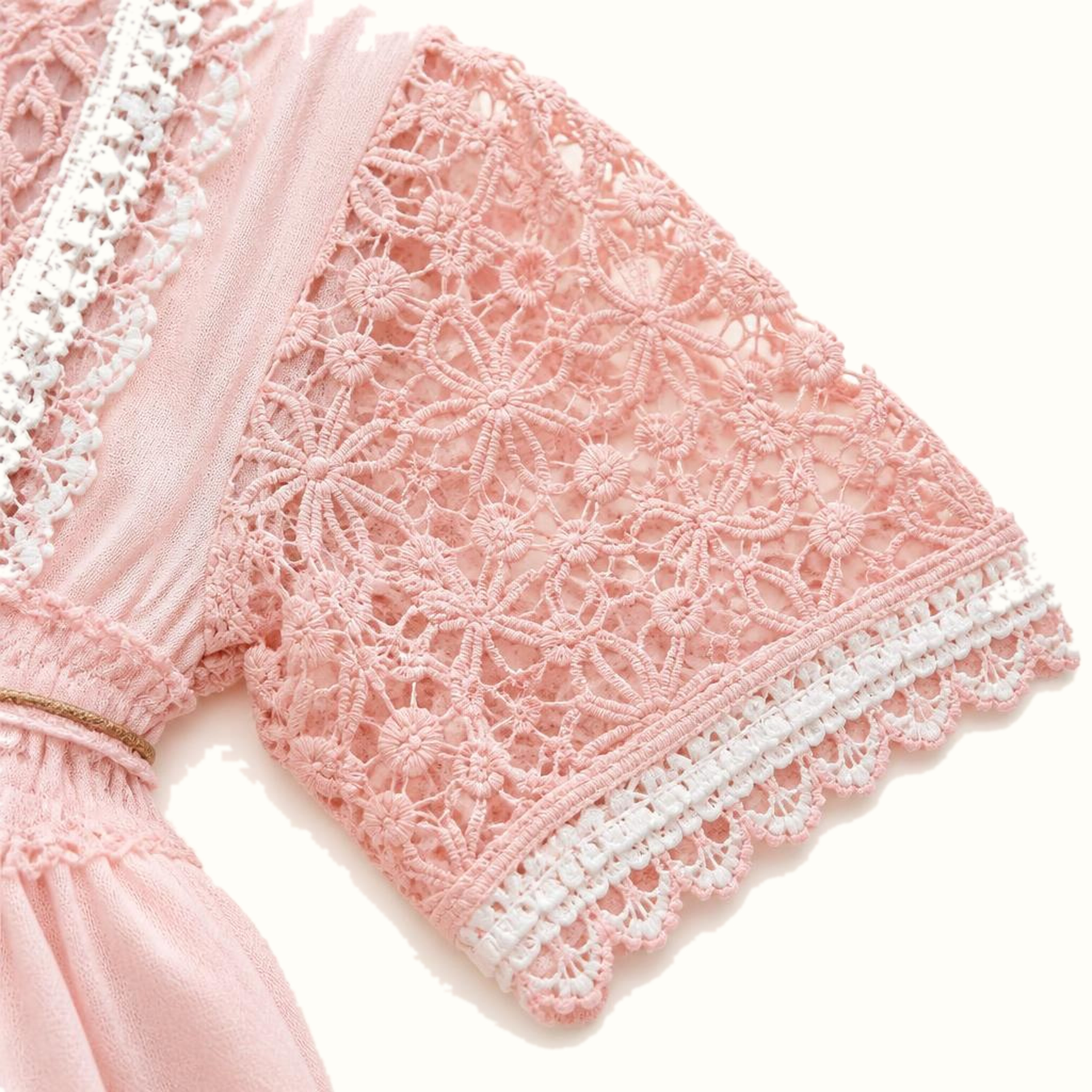 Girls' Openwork-Lace Tiered Dress & Matching Leggings Set - ZAH-1226