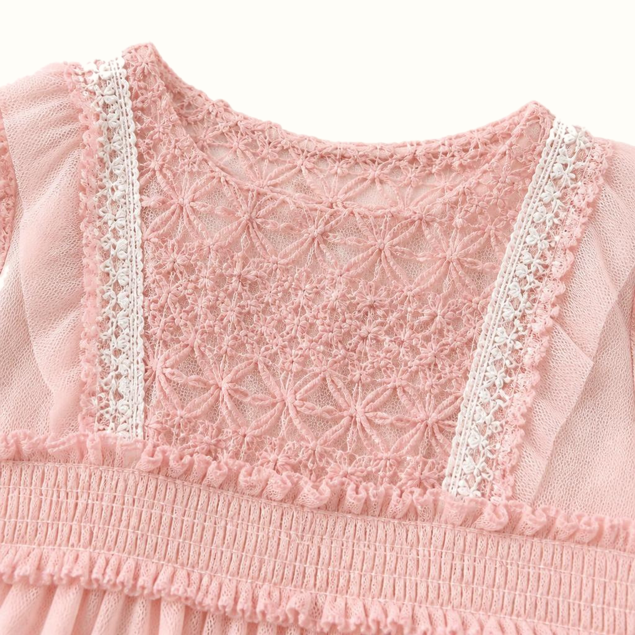 Girls' Openwork-Lace Tiered Dress & Matching Leggings Set - ZAH-1226