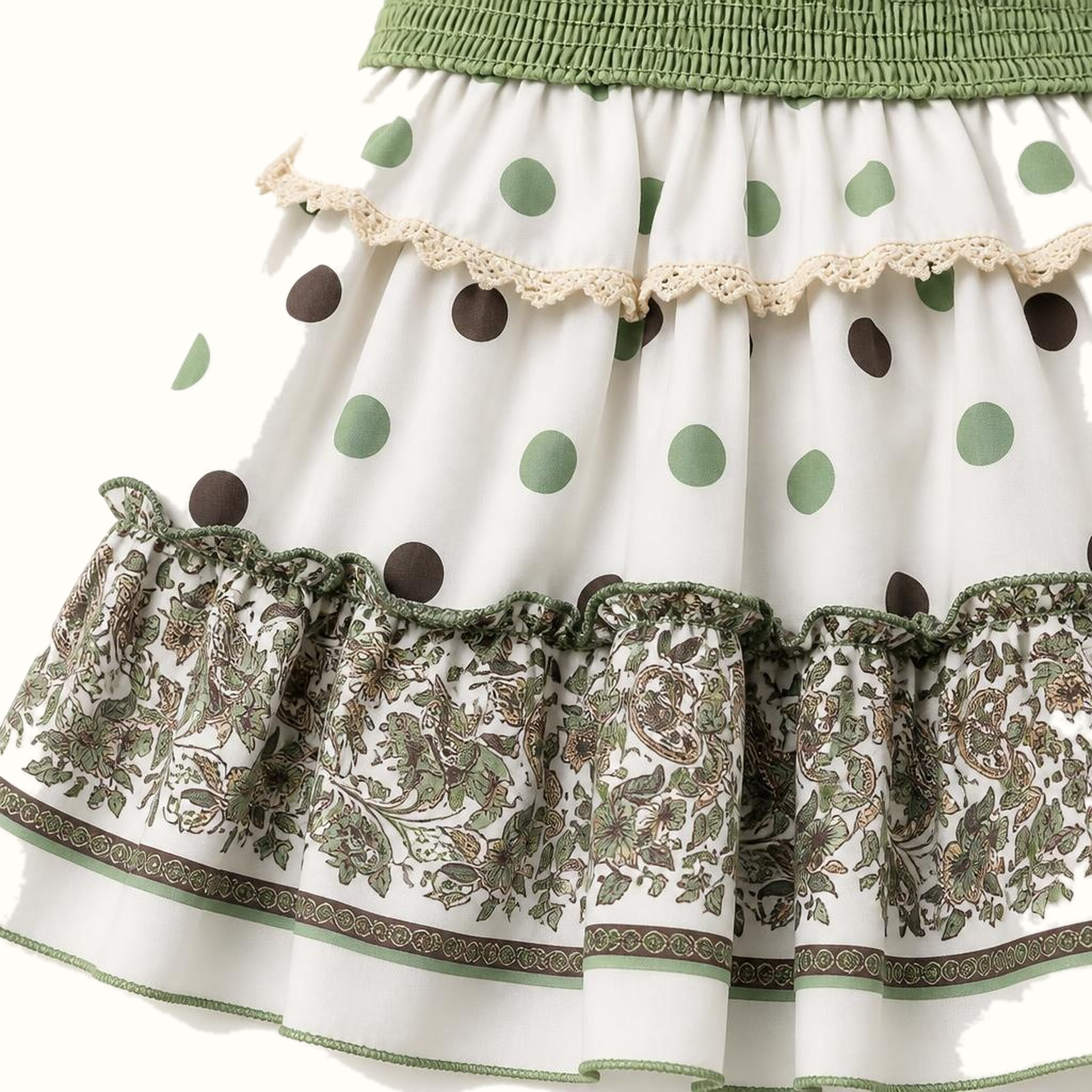 Girls' Collared Smocked-Waist Print Dress & Matching Leggings Set - ZAH-1239