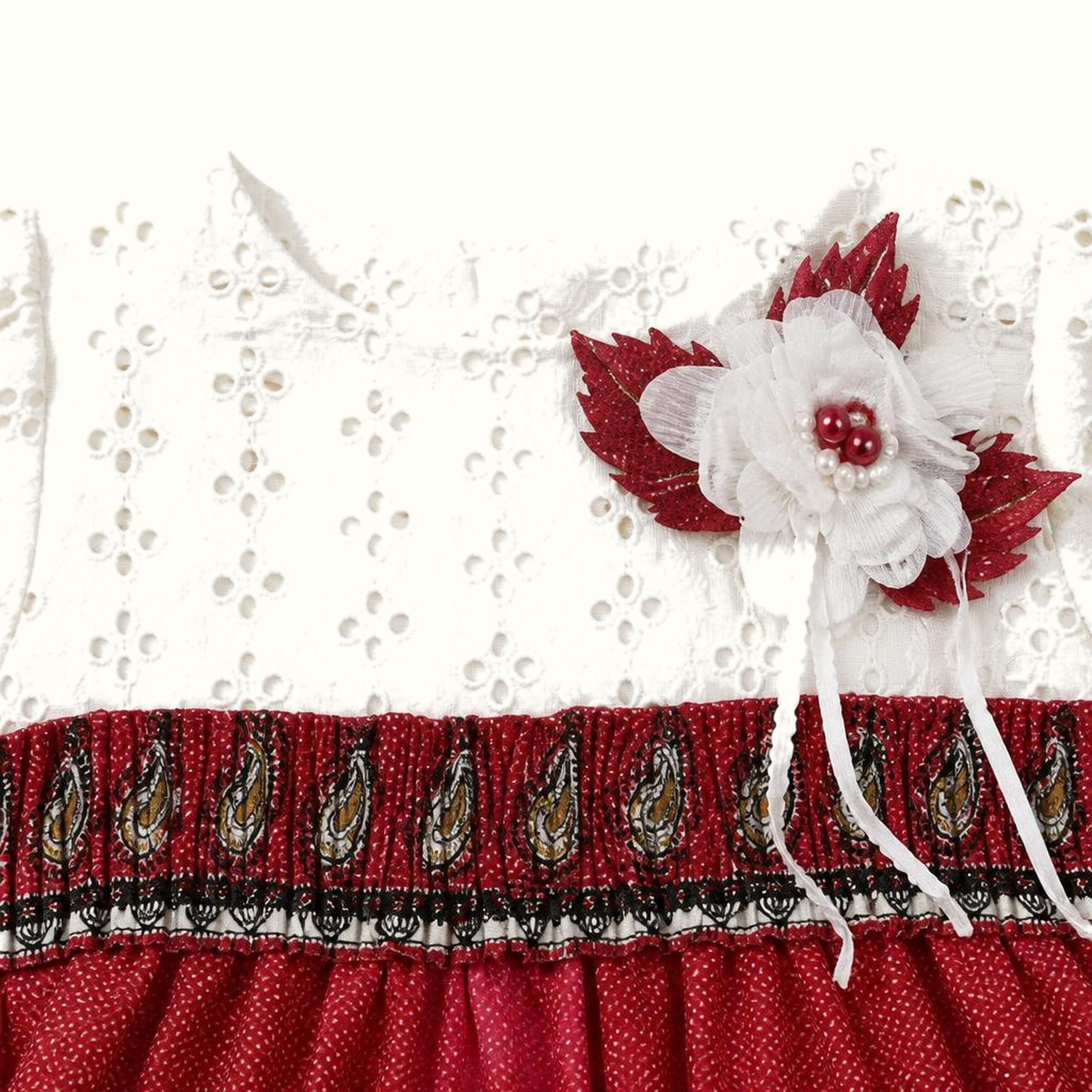 Girls' Eyelet Paisley Tiered Dress & Matching Leggings Set - ZAH-1242