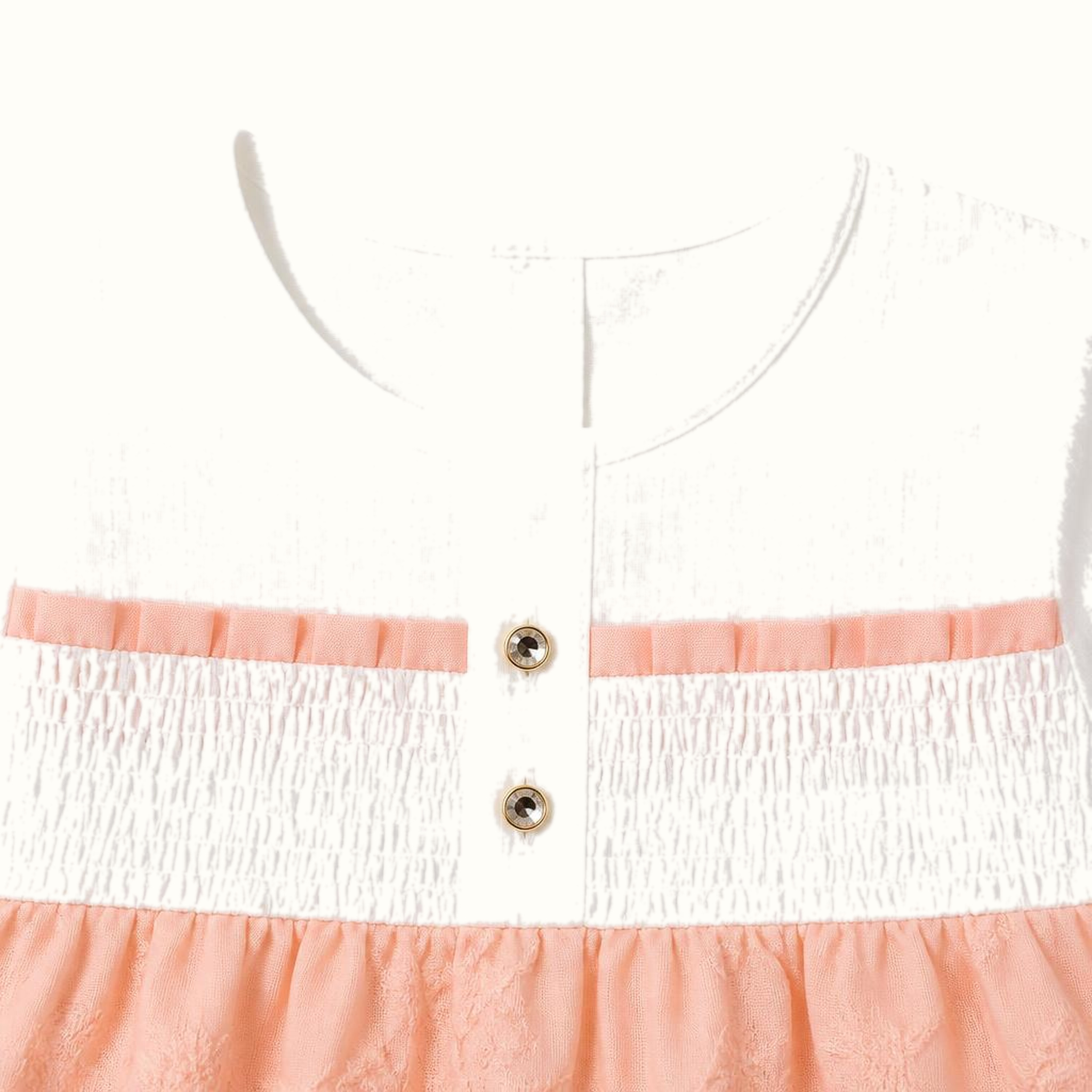 Girls' Color-Block Smocked Floral-Lace Long-Sleeve Dress - ZAH-1245