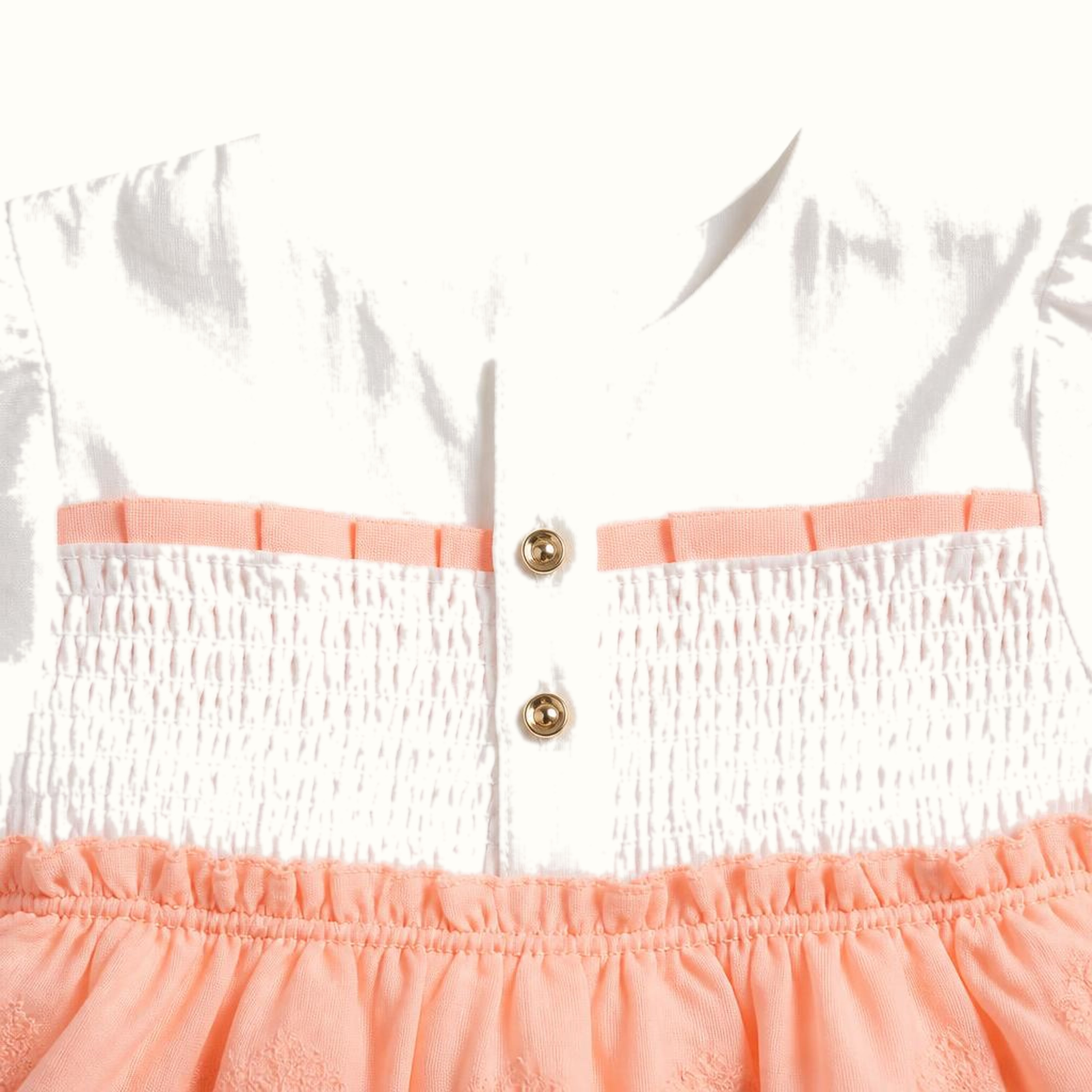 Girls' Color-Block Smocked Floral-Lace Long-Sleeve Dress - ZAH-1245