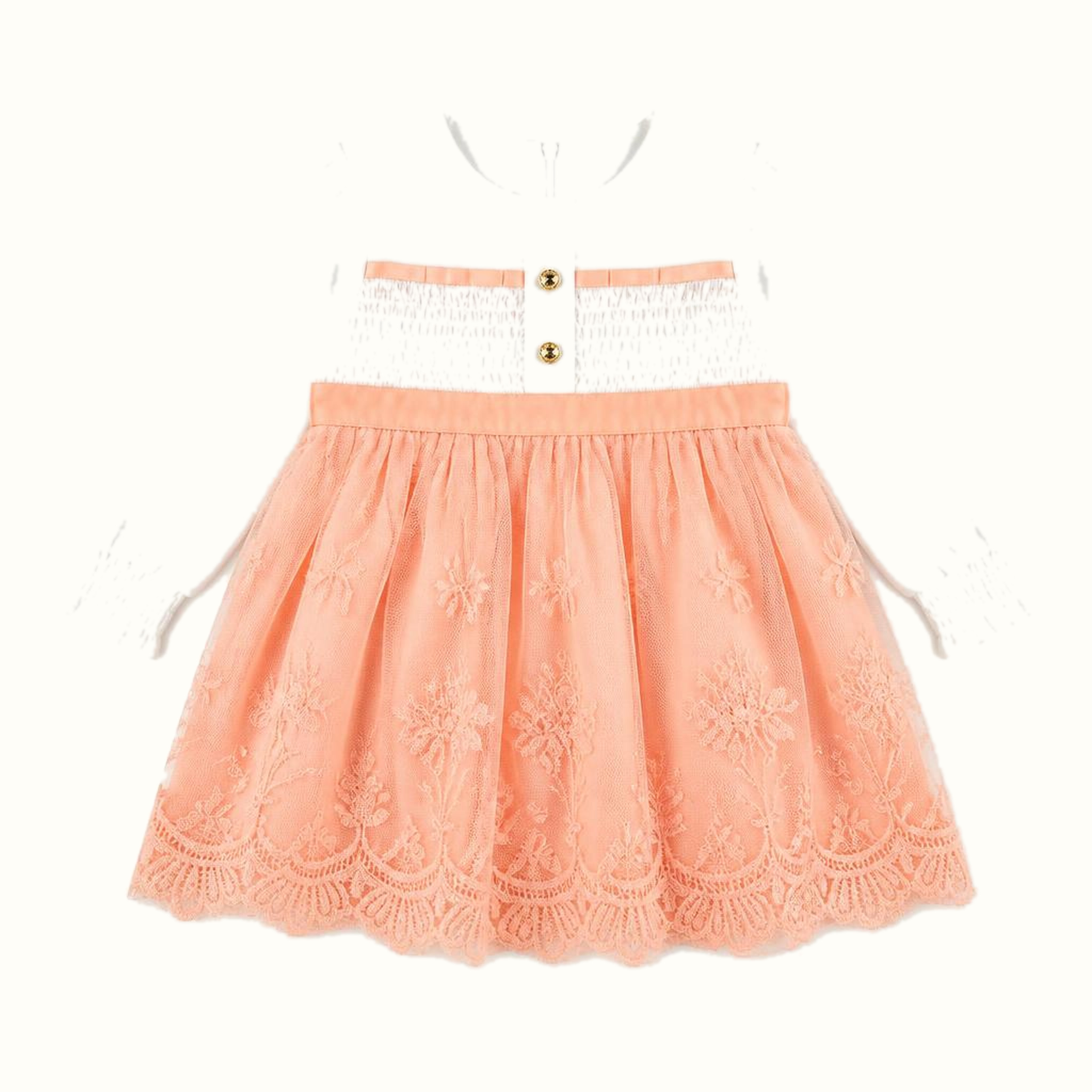 Girls' Color-Block Smocked Floral-Lace Long-Sleeve Dress - ZAH-1245