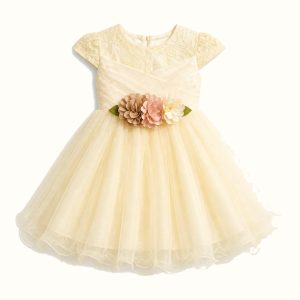 Girls' Lace Draped-Bodice Tulle Occasion Dress - ZAH-1246