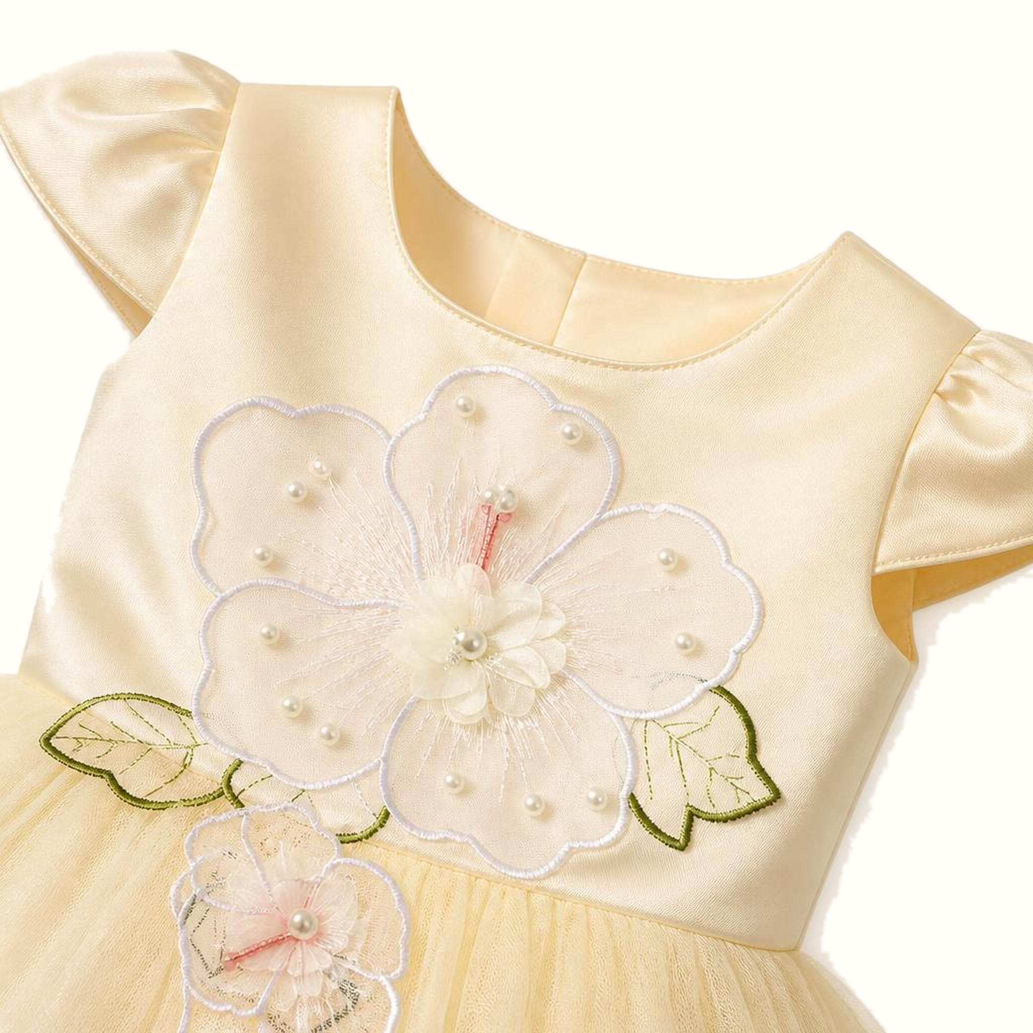Girls' Long 3D Floral Tulle Formal Dress - ZAH-1251A