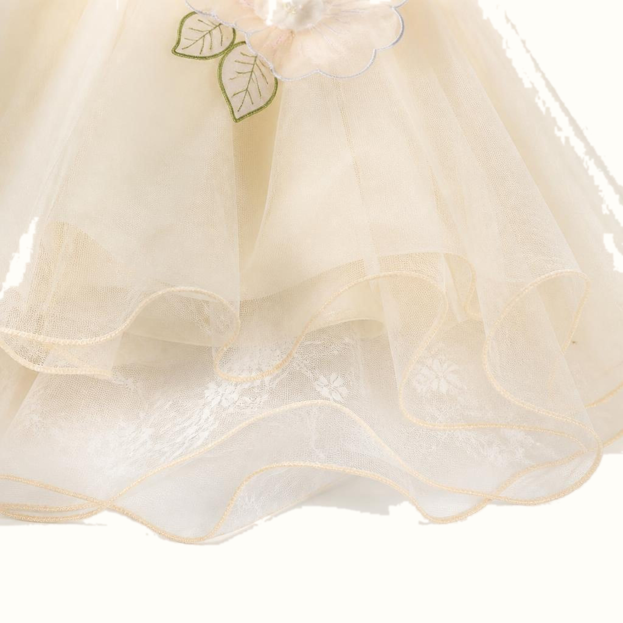 Girls' Long 3D Floral Tulle Formal Dress - ZAH-1251A