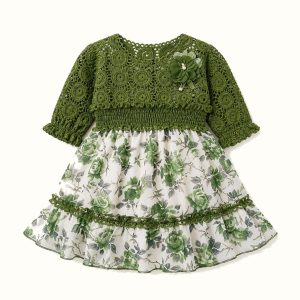 Girls' Lace-Bodice Floral Tiered Dress - ZAH-1255