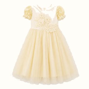 Girls' Lace Floral Long Tulle Formal Dress - ZAH-1256