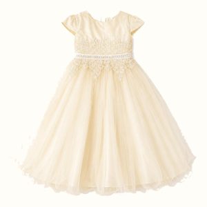 Girls' Lace-Waist Long Tulle Formal Dress - ZAH-1258