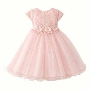 Girls' Lace Floral Long Tulle Ball Gown - ZAH-1276