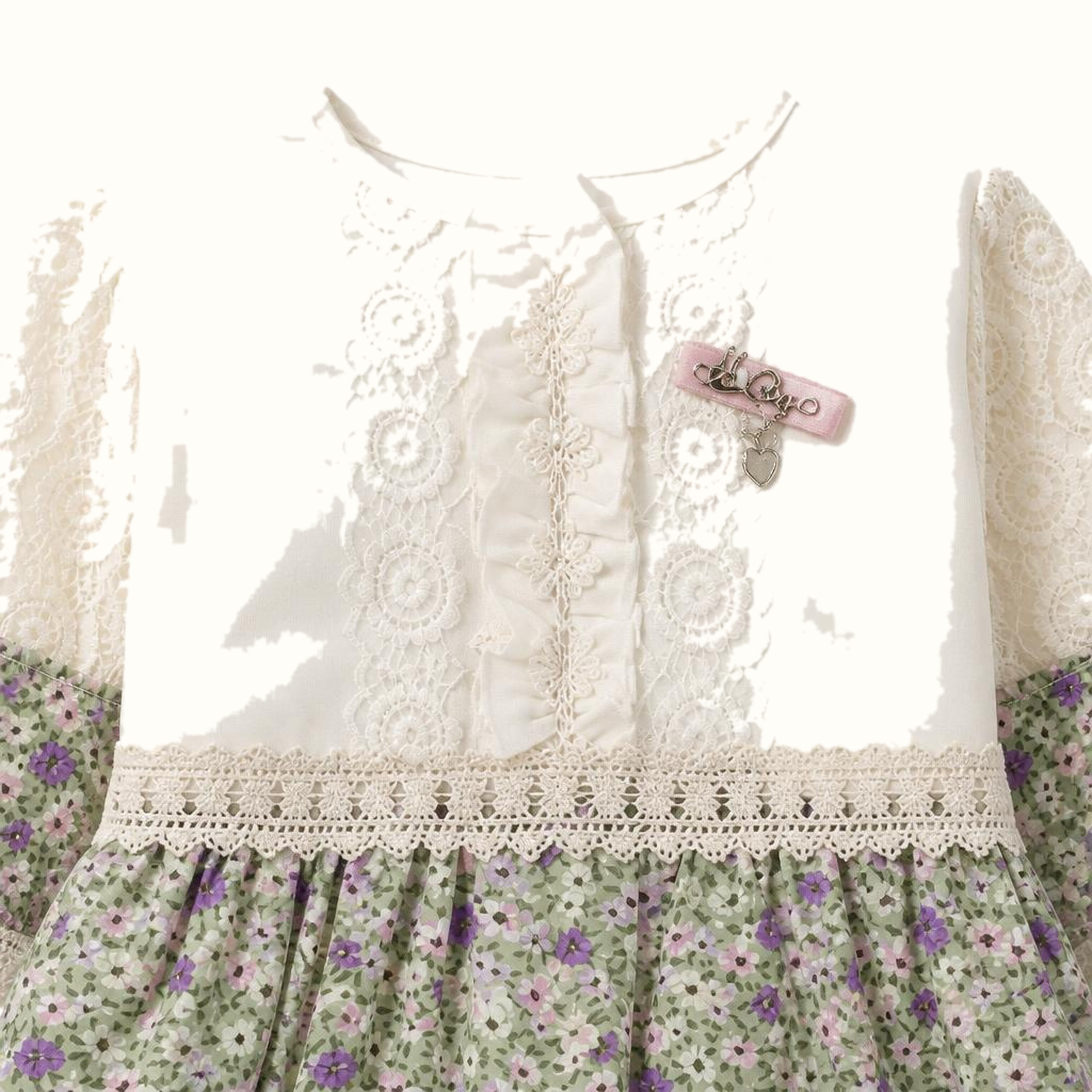 Girls' Floral Lace-Trim Dress - ZAH-1279