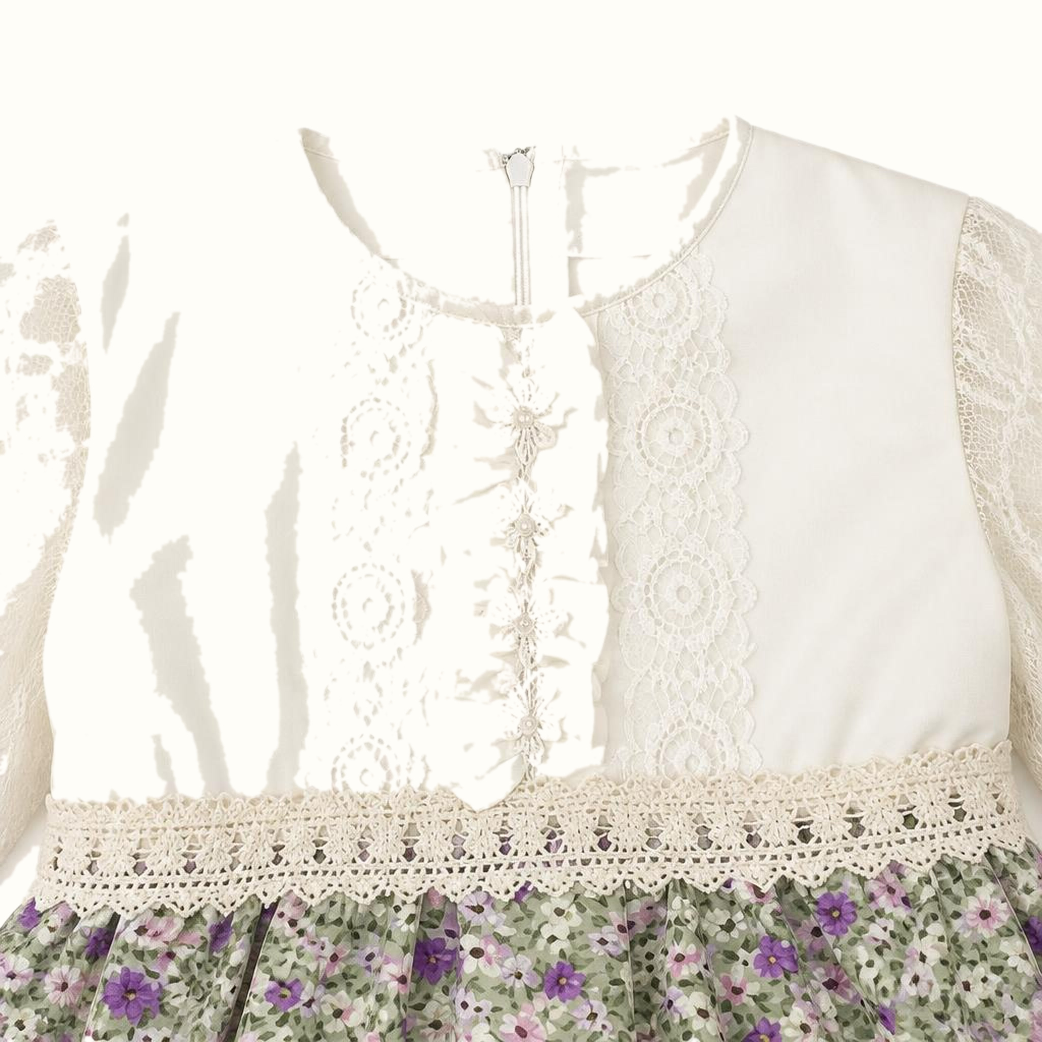 Girls' Floral Lace-Trim Dress - ZAH-1279