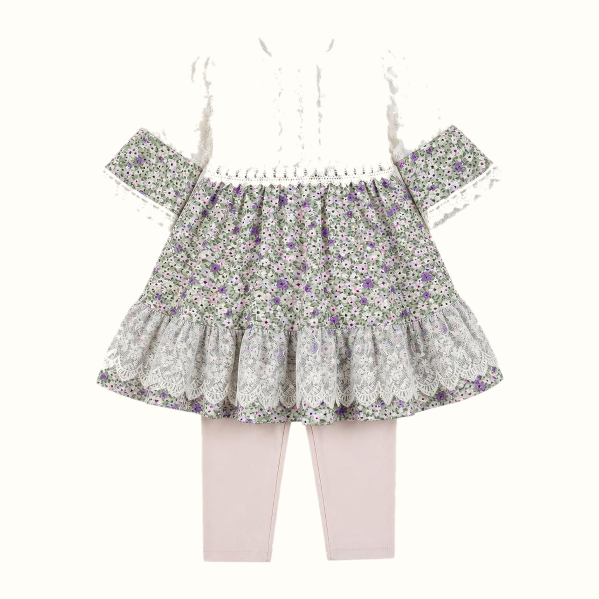 Girls' Floral Lace-Trim Dress - ZAH-1279