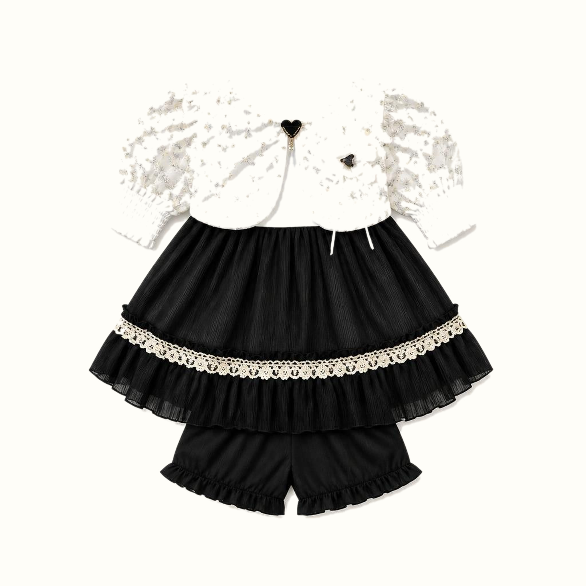 Girls' Lace-Trim Jacket & Dress & Leggings Set - ZAH-1280