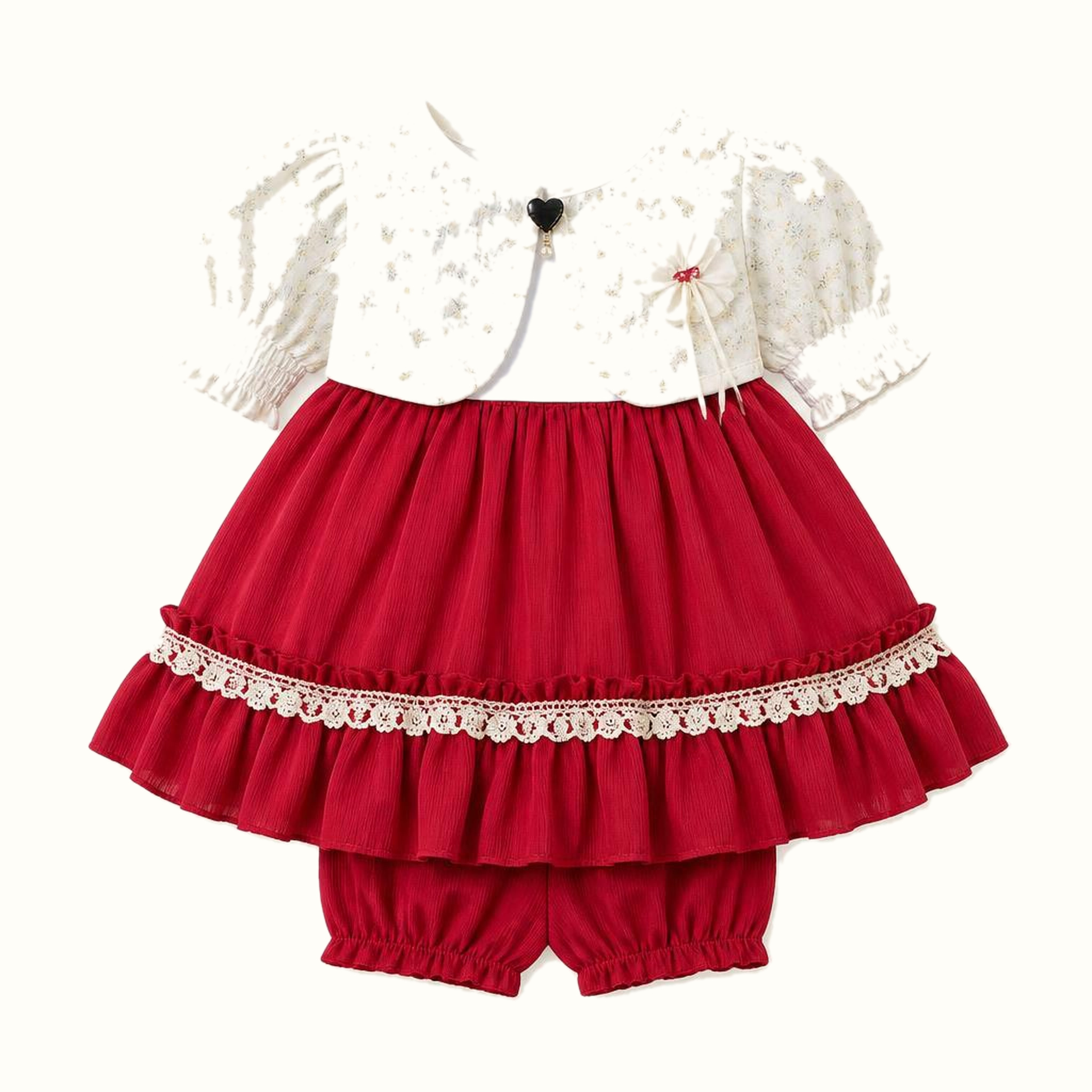 Girls' Lace-Trim Jacket & Dress & Leggings Set - ZAH-1280