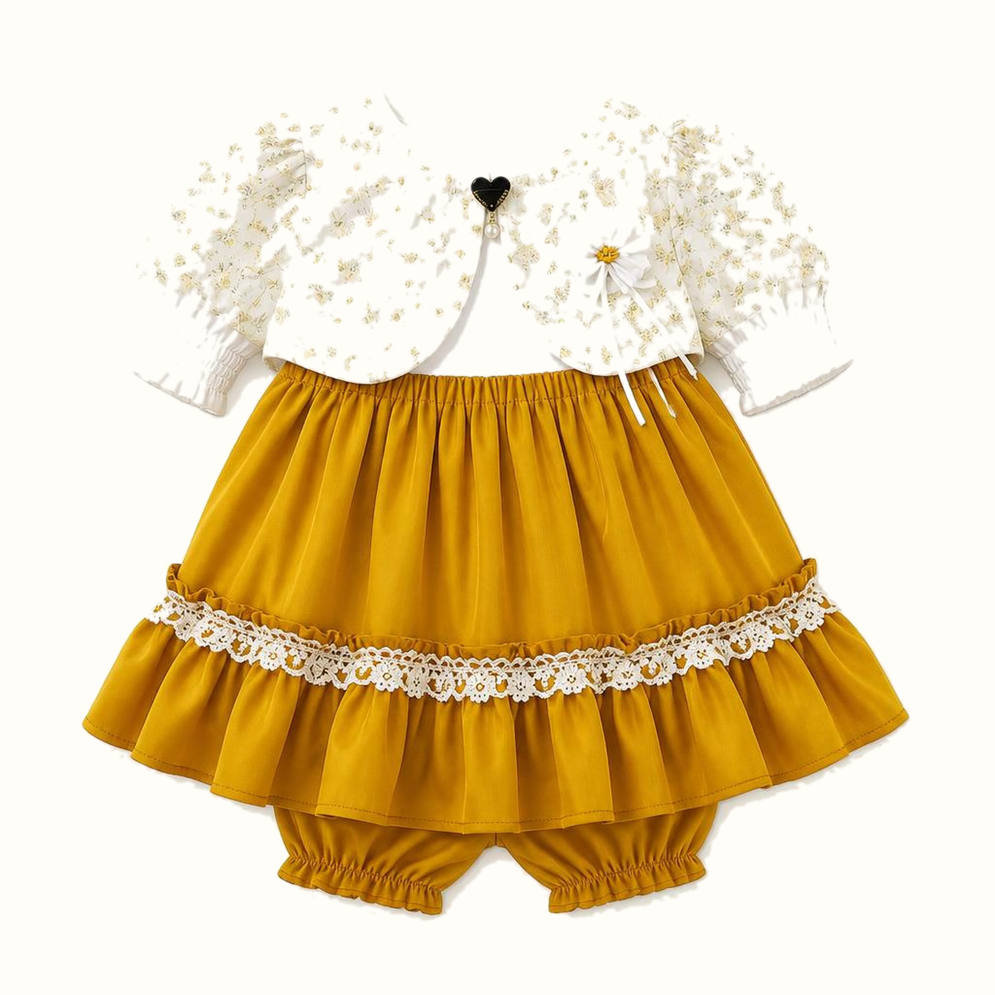 Girls' Lace-Trim Jacket & Dress & Leggings Set - ZAH-1280