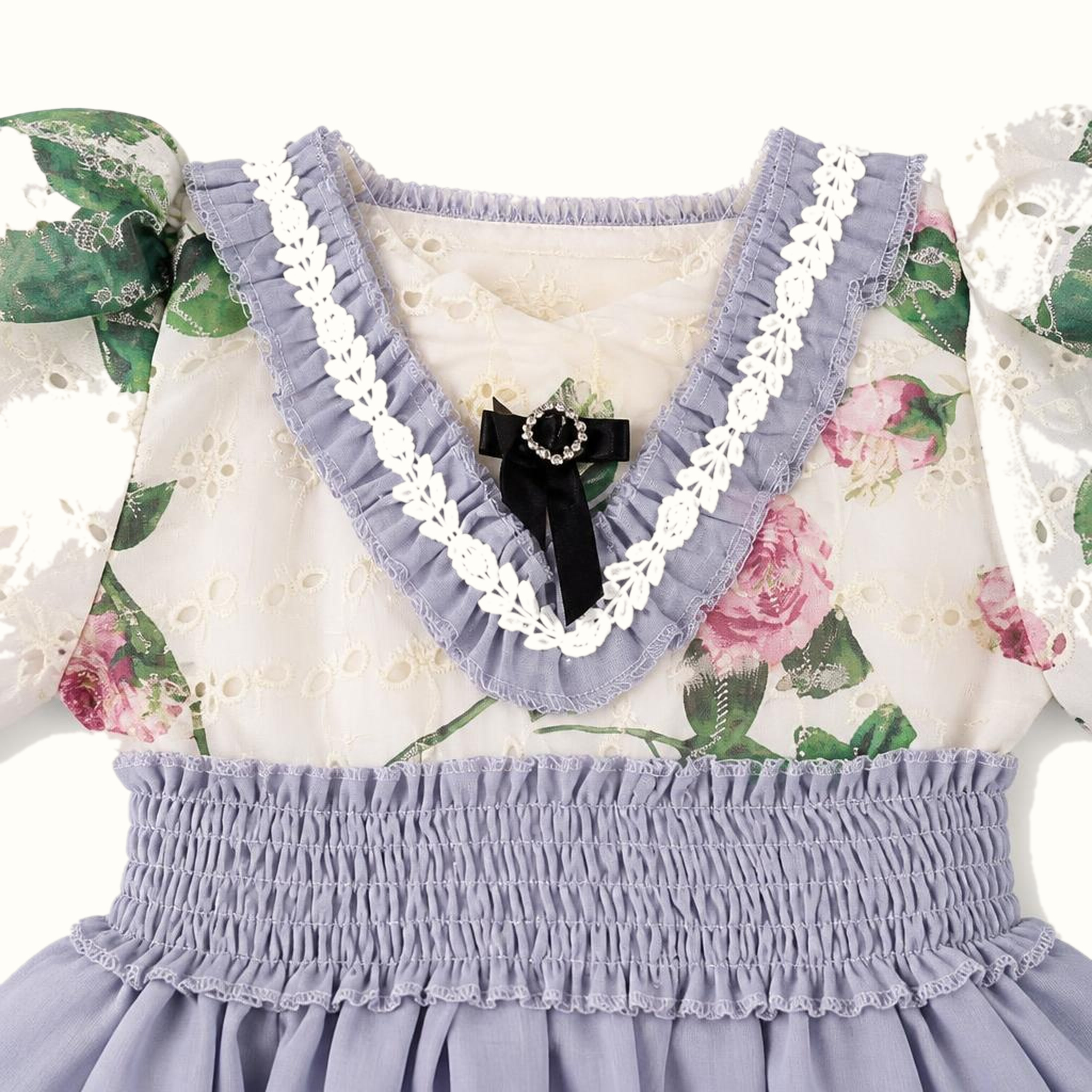 Girls' Floral Lace-Trim Dress & Leggings Set - ZAH-1283
