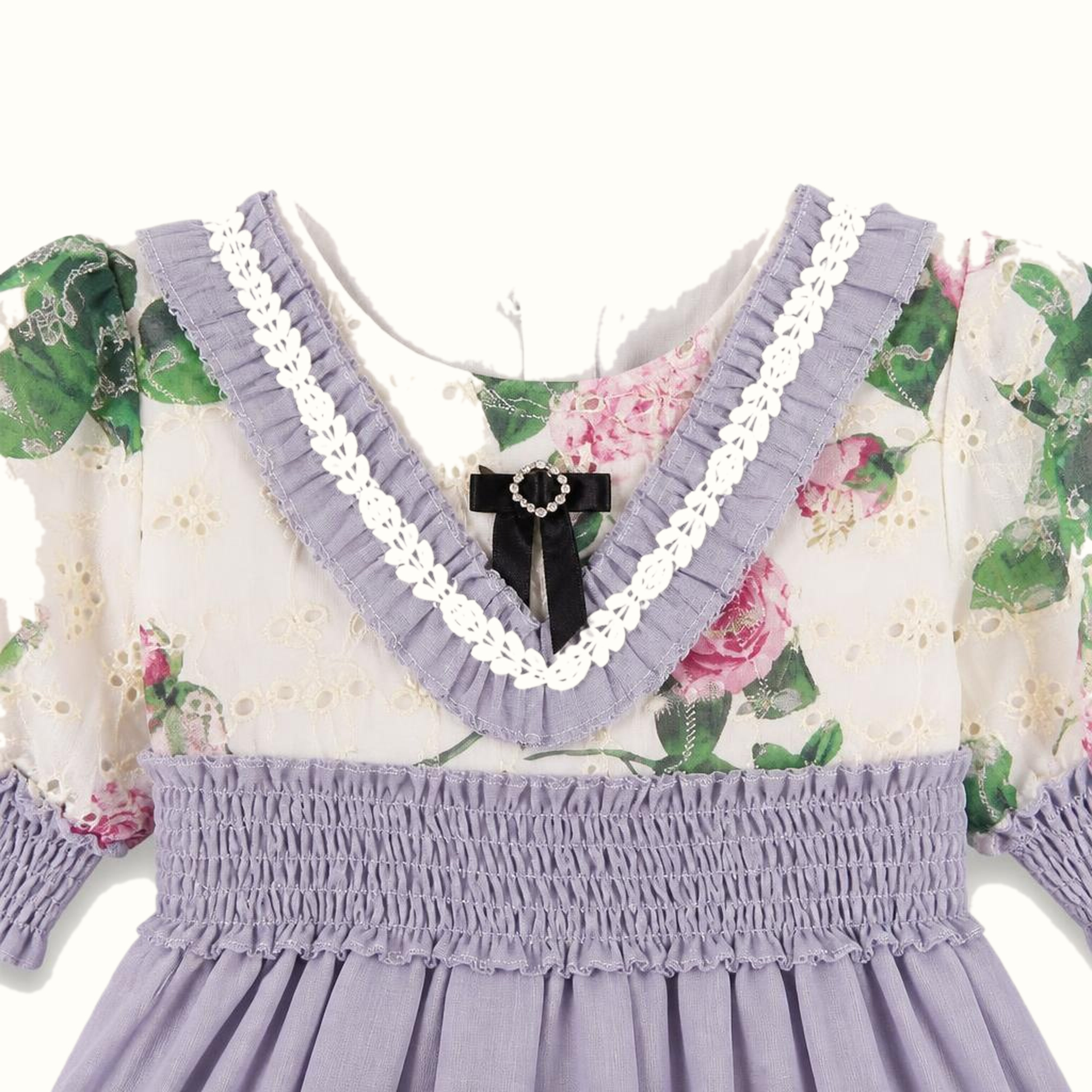 Girls' Floral Lace-Trim Dress & Leggings Set - ZAH-1283