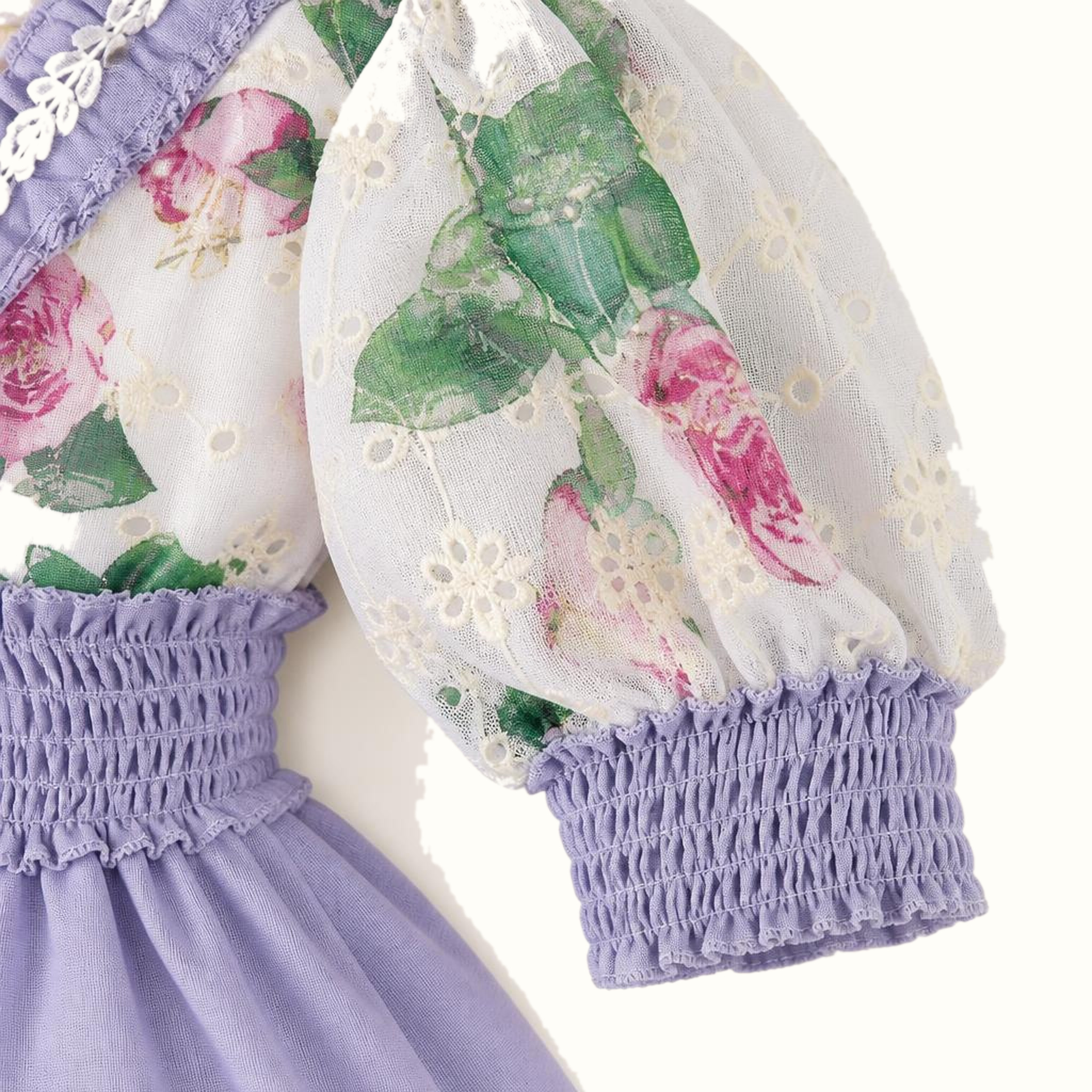 Girls' Floral Lace-Trim Dress & Leggings Set - ZAH-1283