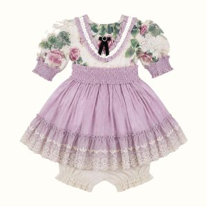 Girls' Floral Lace-Trim Dress & Leggings Set - ZAH-1283