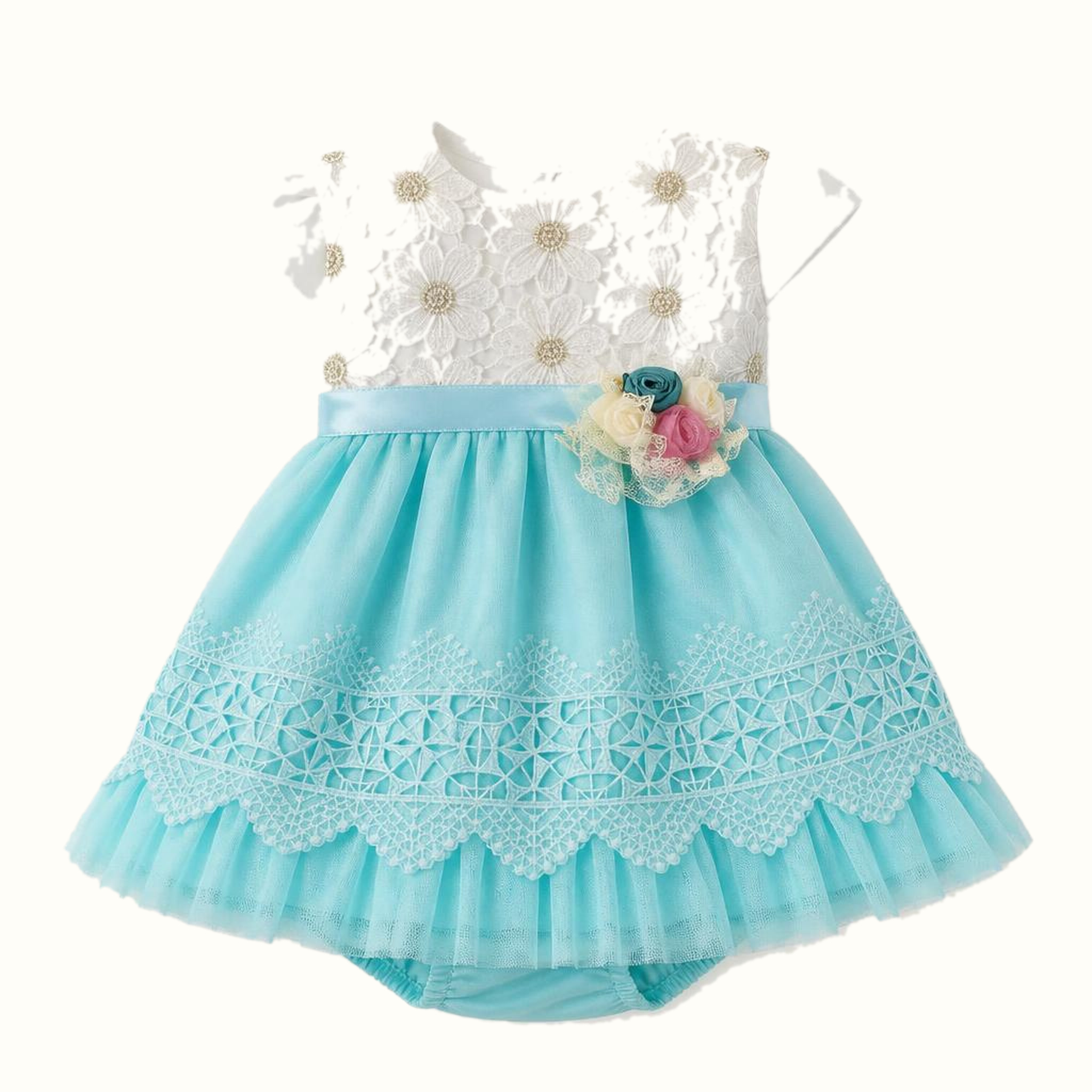 Girls' Floral Lace-Trim Dress - ZAH-1289
