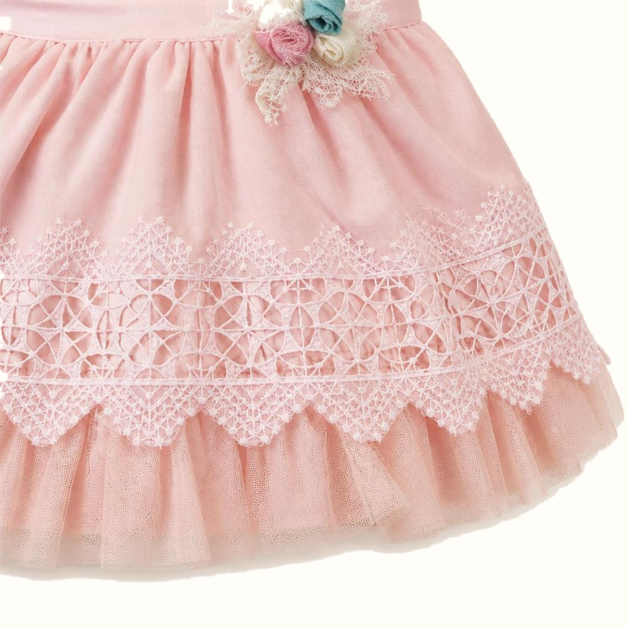 Girls' Floral Lace-Trim Dress - ZAH-1289