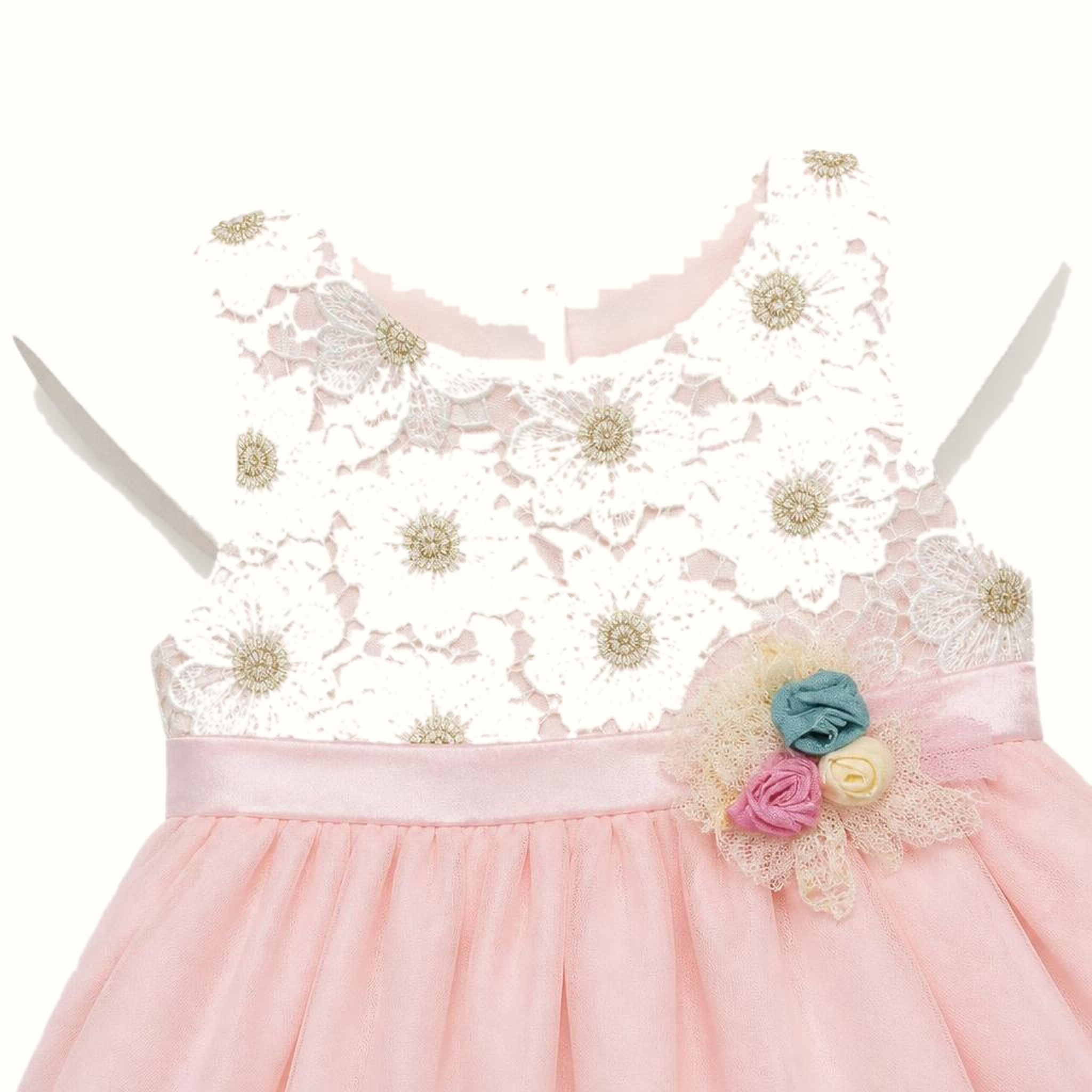 Girls' Floral Lace-Trim Dress - ZAH-1289