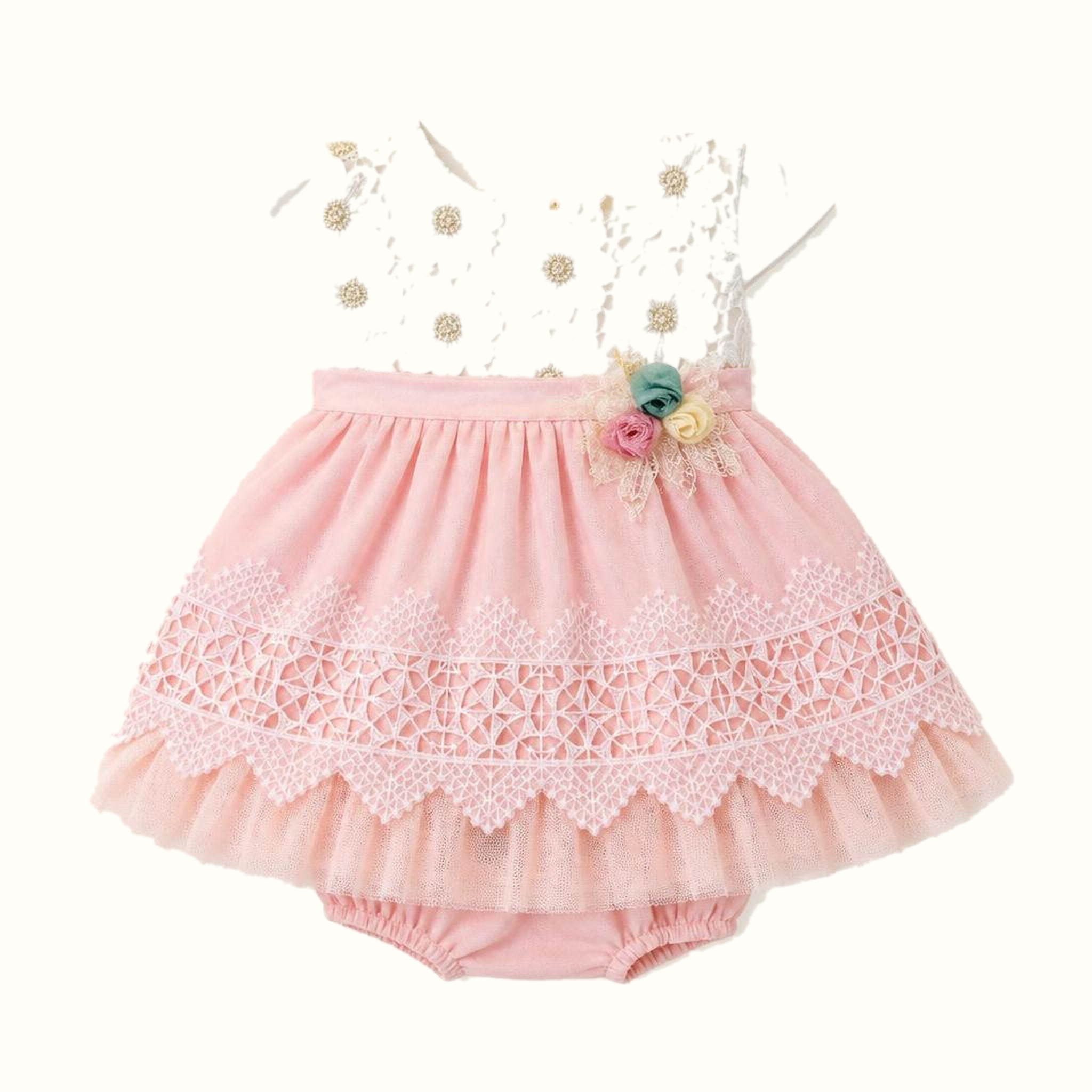 Girls' Floral Lace-Trim Dress - ZAH-1289