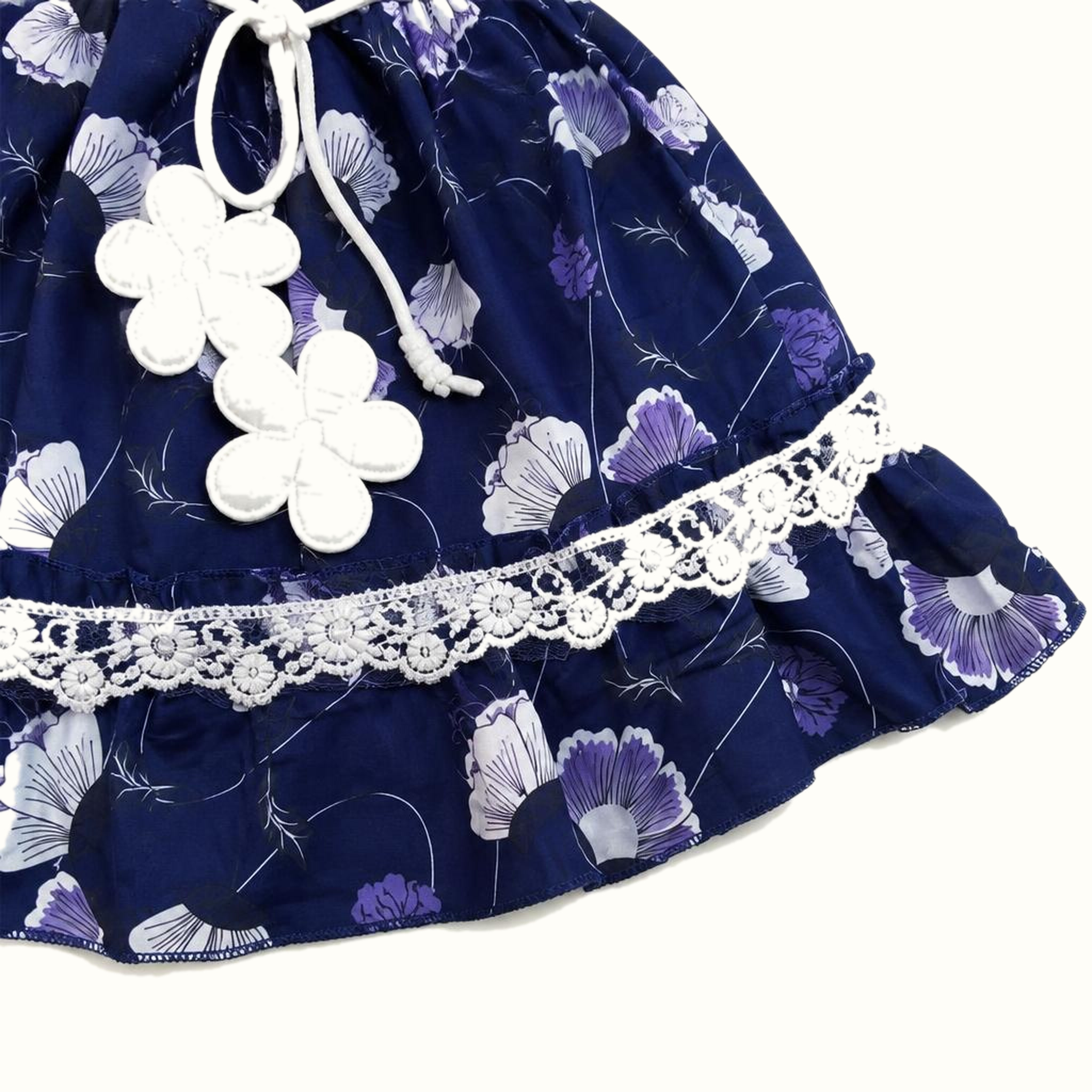 Girls' Floral Ruffle Bow-Detail Dress - ZAH-1291
