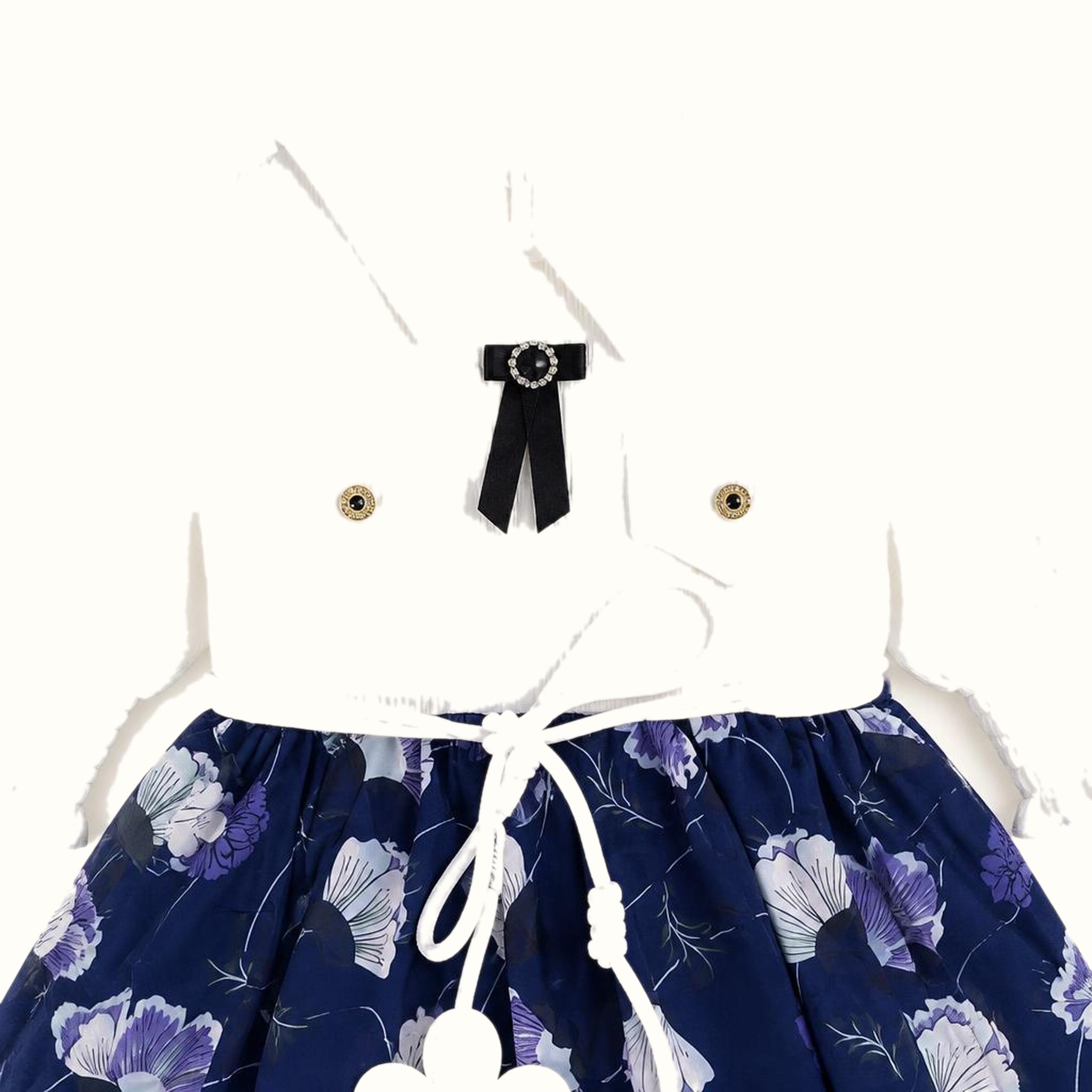 Girls' Floral Ruffle Bow-Detail Dress - ZAH-1291